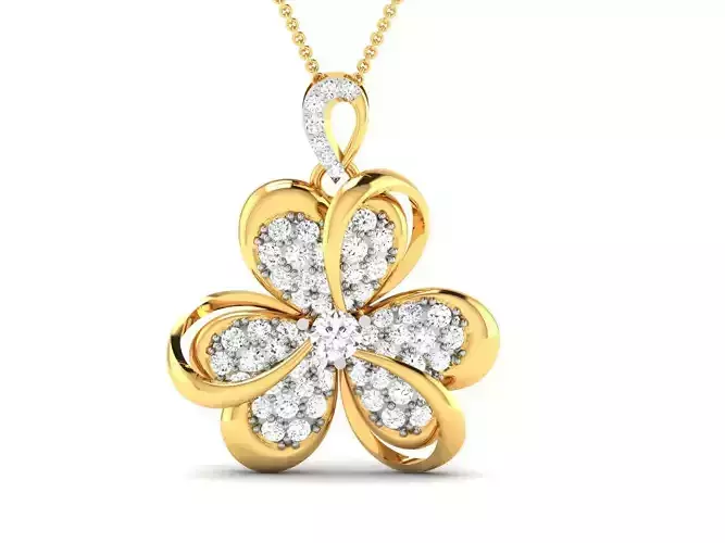 pendant-3464 gold flower pendant with diamonds