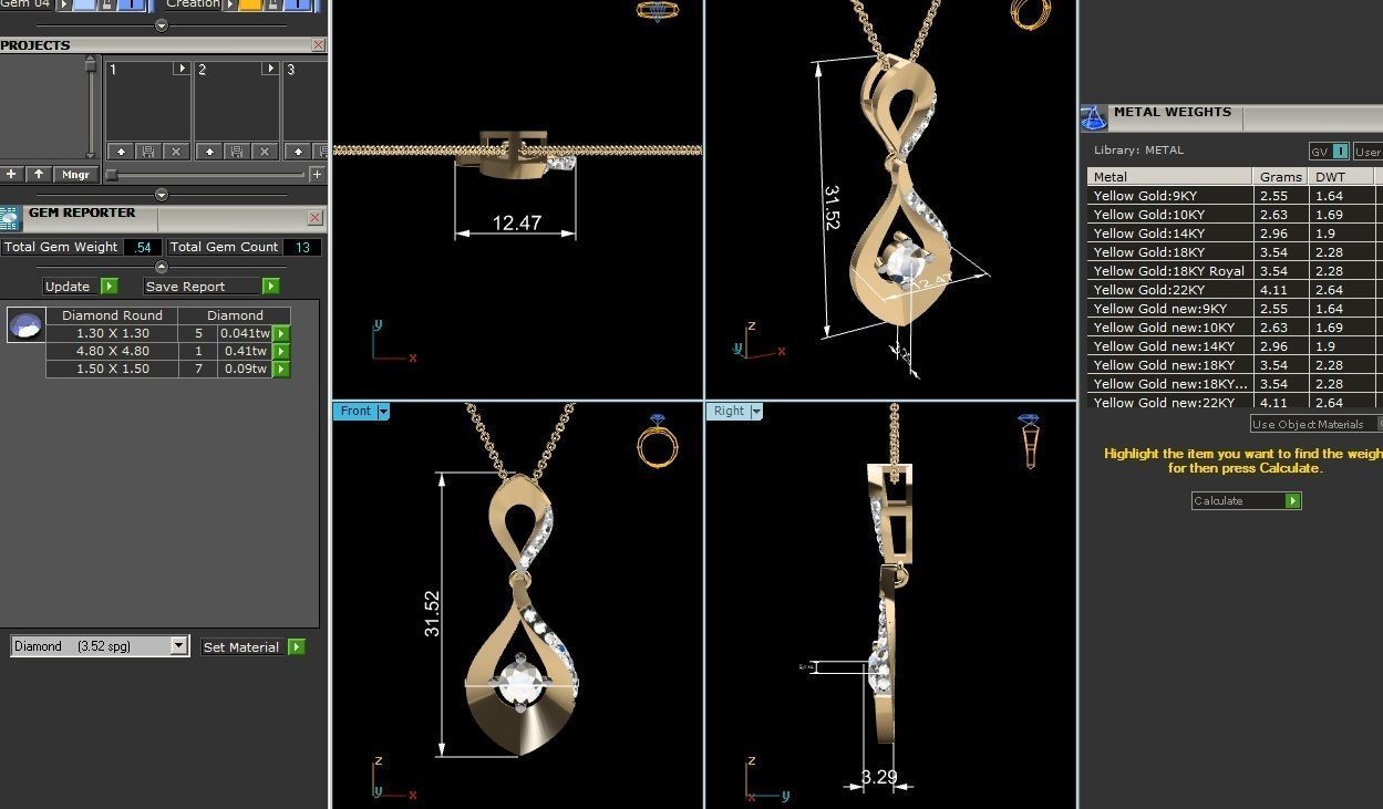 pendant 3446 3D print model_6