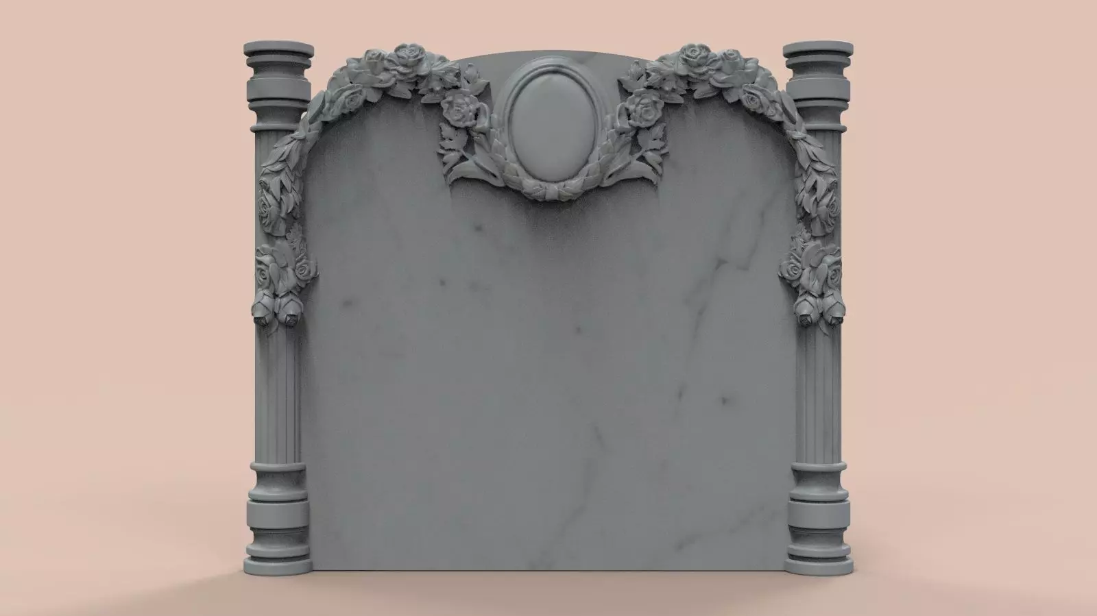Memorial tombstone with roses 3D print model