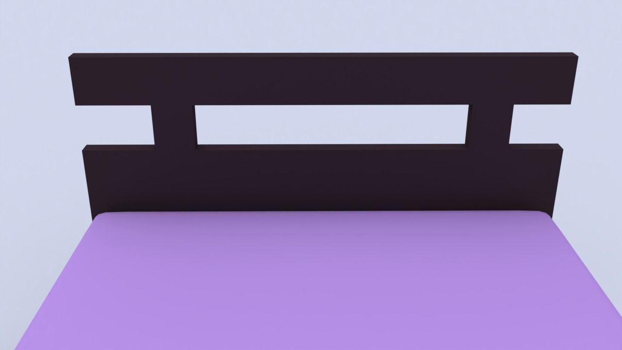 Bed - minimal wooden bed furniture Low-poly 3D model_5