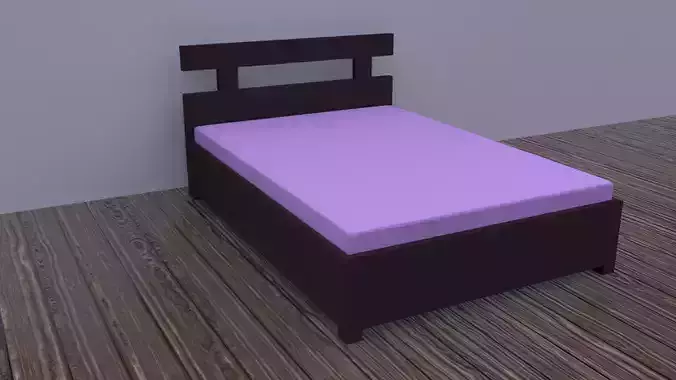 Bed - minimal wooden bed furniture Low-poly 3D model