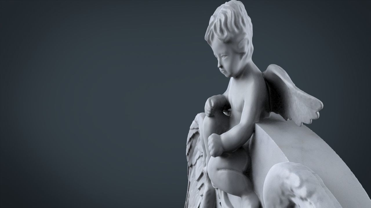 Memorial tombstone with baby angel 3D print model_3