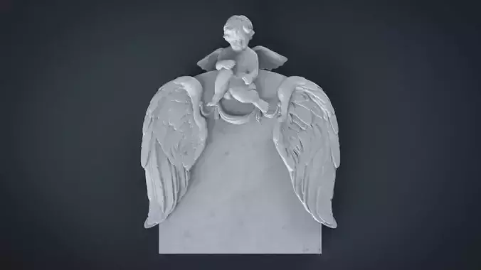 Memorial tombstone with baby angel 3D print model
