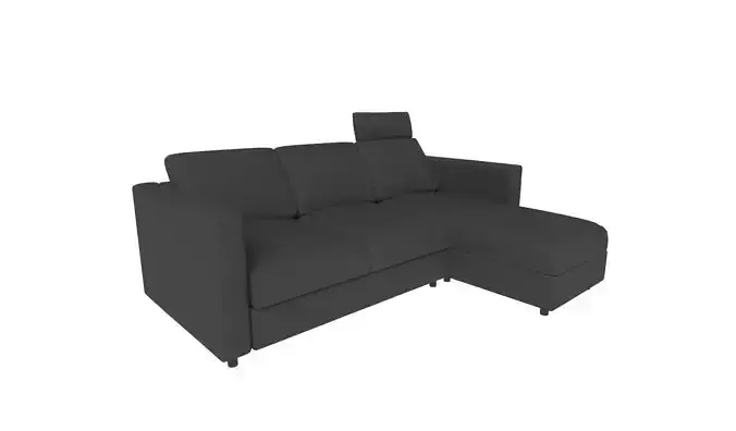 black Sofa  with chaise with headrest 3D model