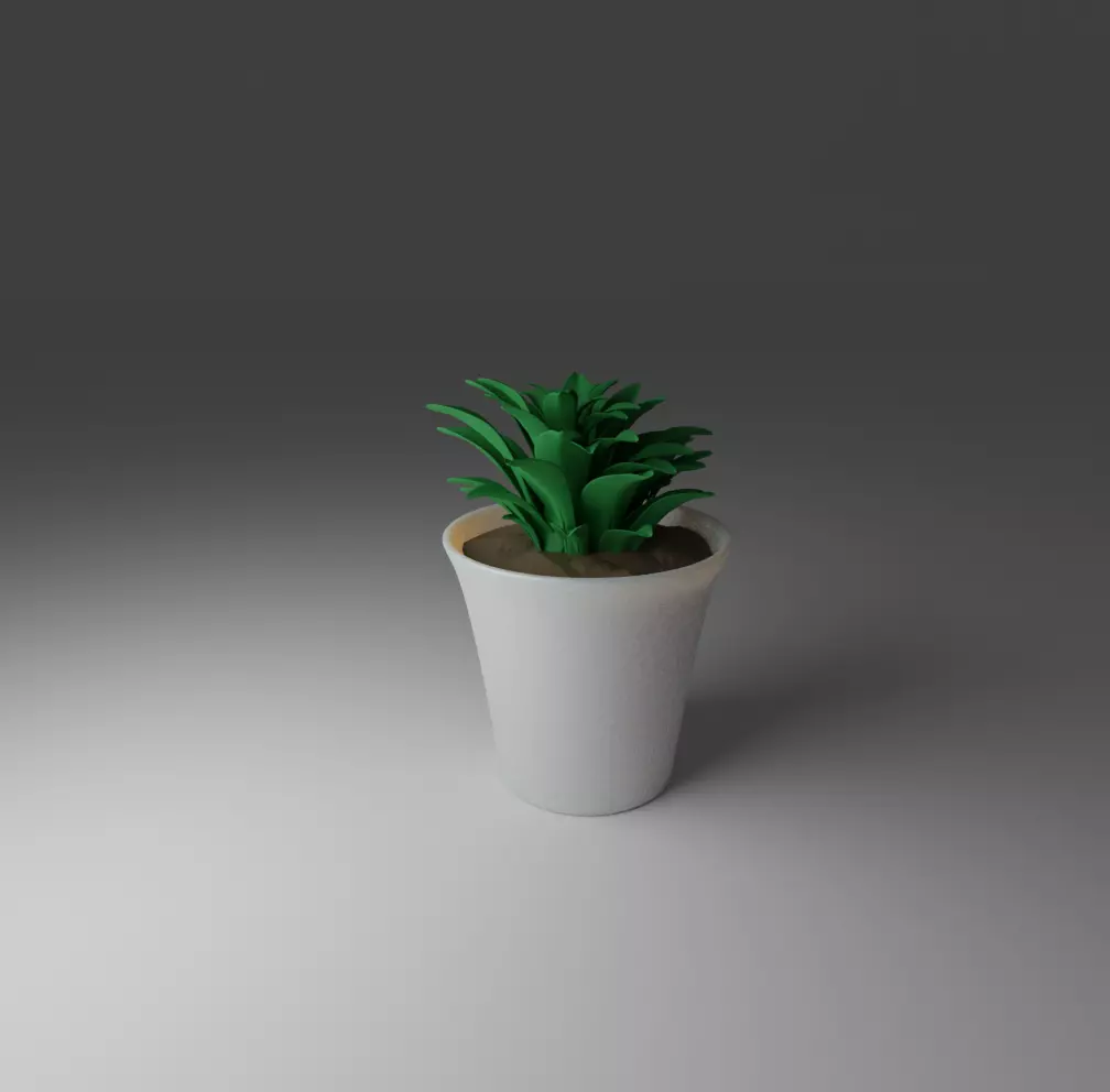 Flower plant in pot Free 3D model_0