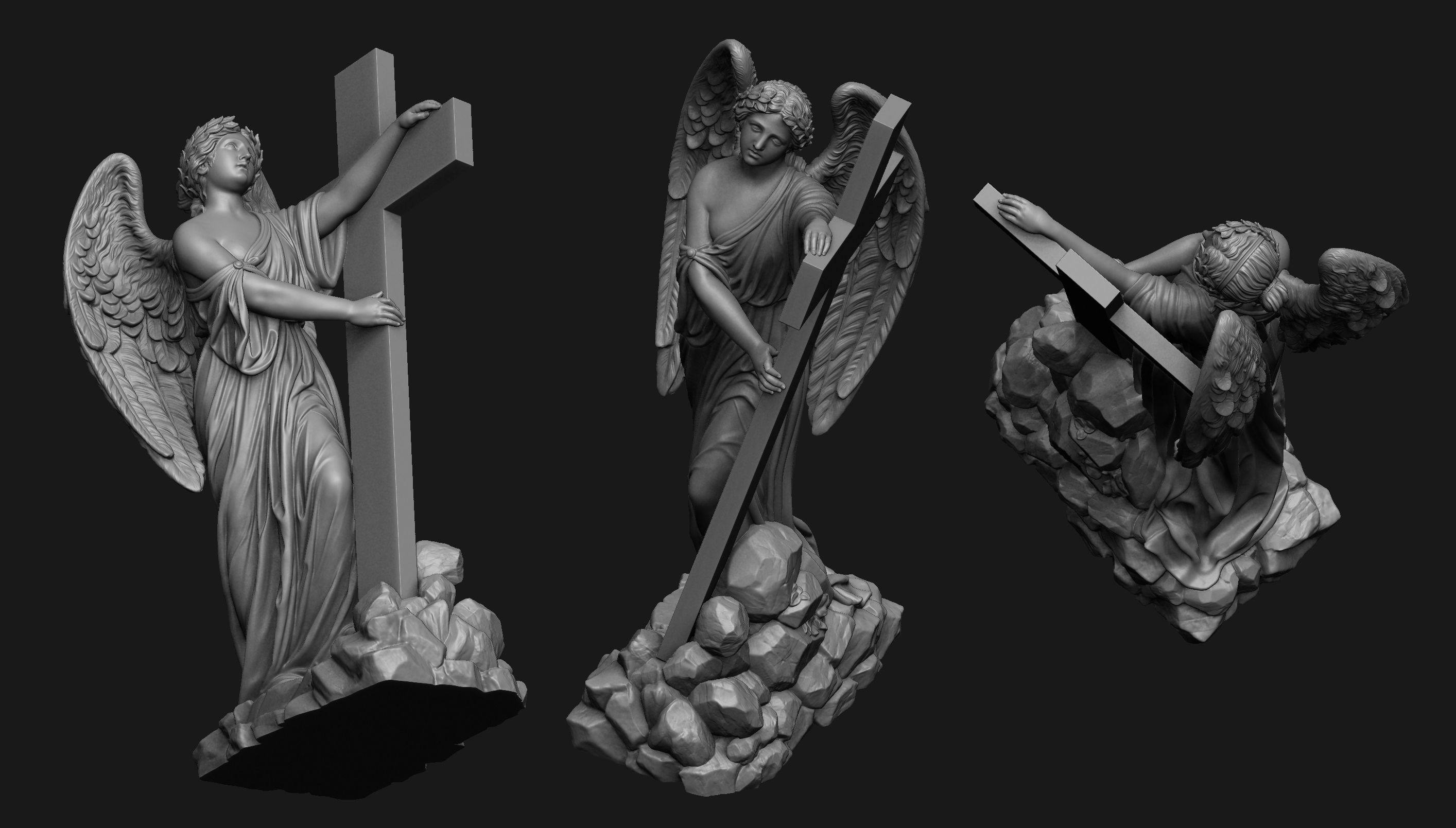 Angel with a Cross Printable 3D print model_3