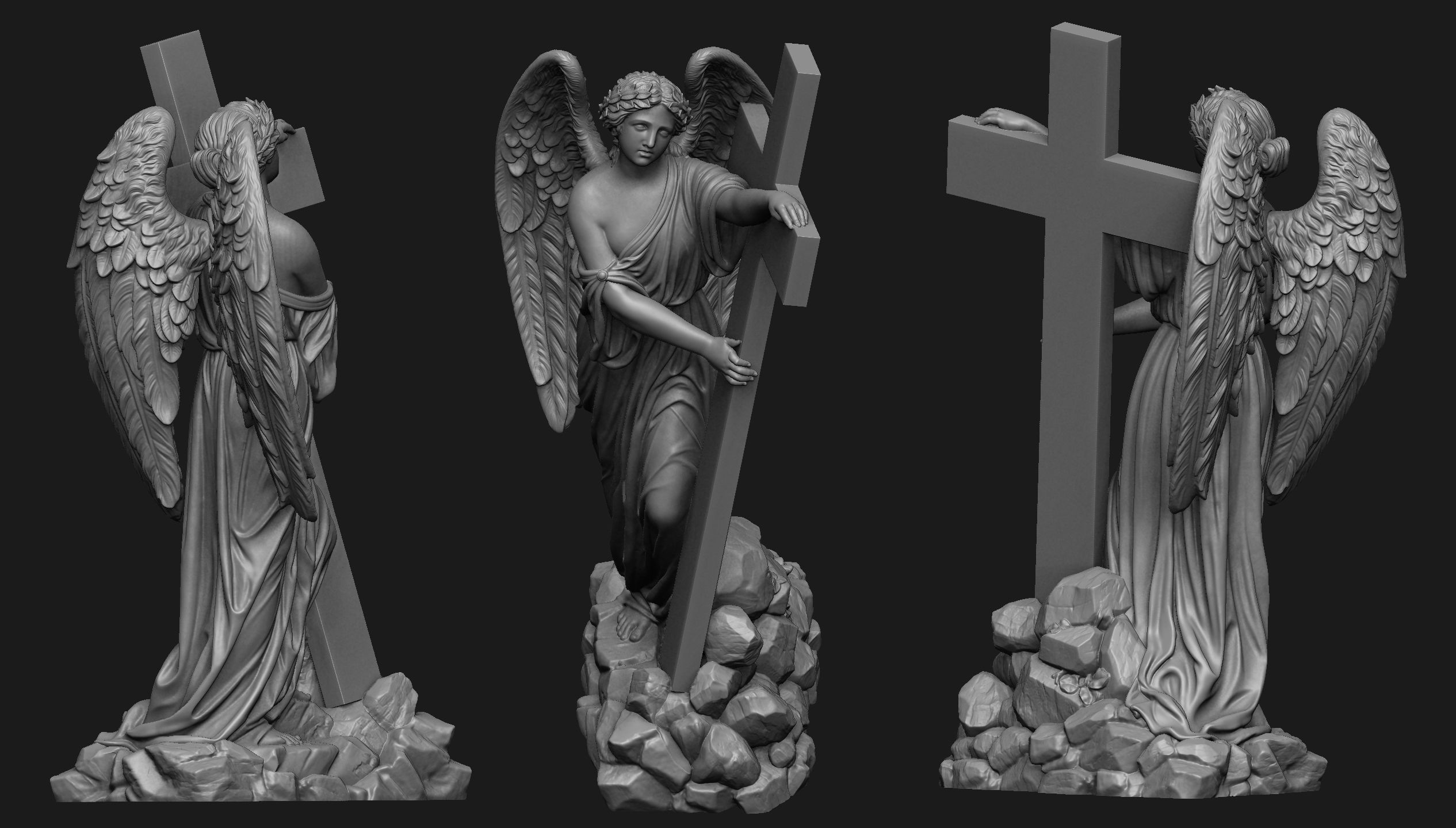 Angel with a Cross Printable 3D print model_2