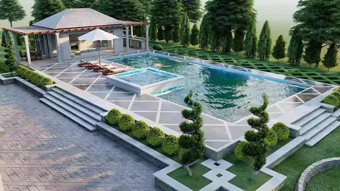 underground swimming pool 3d model lumion model 3D model