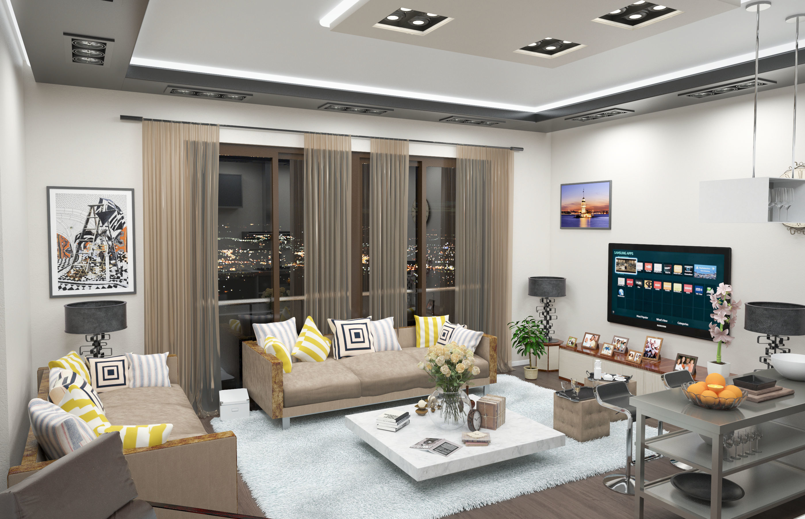 Living Room Scene 3D model_7
