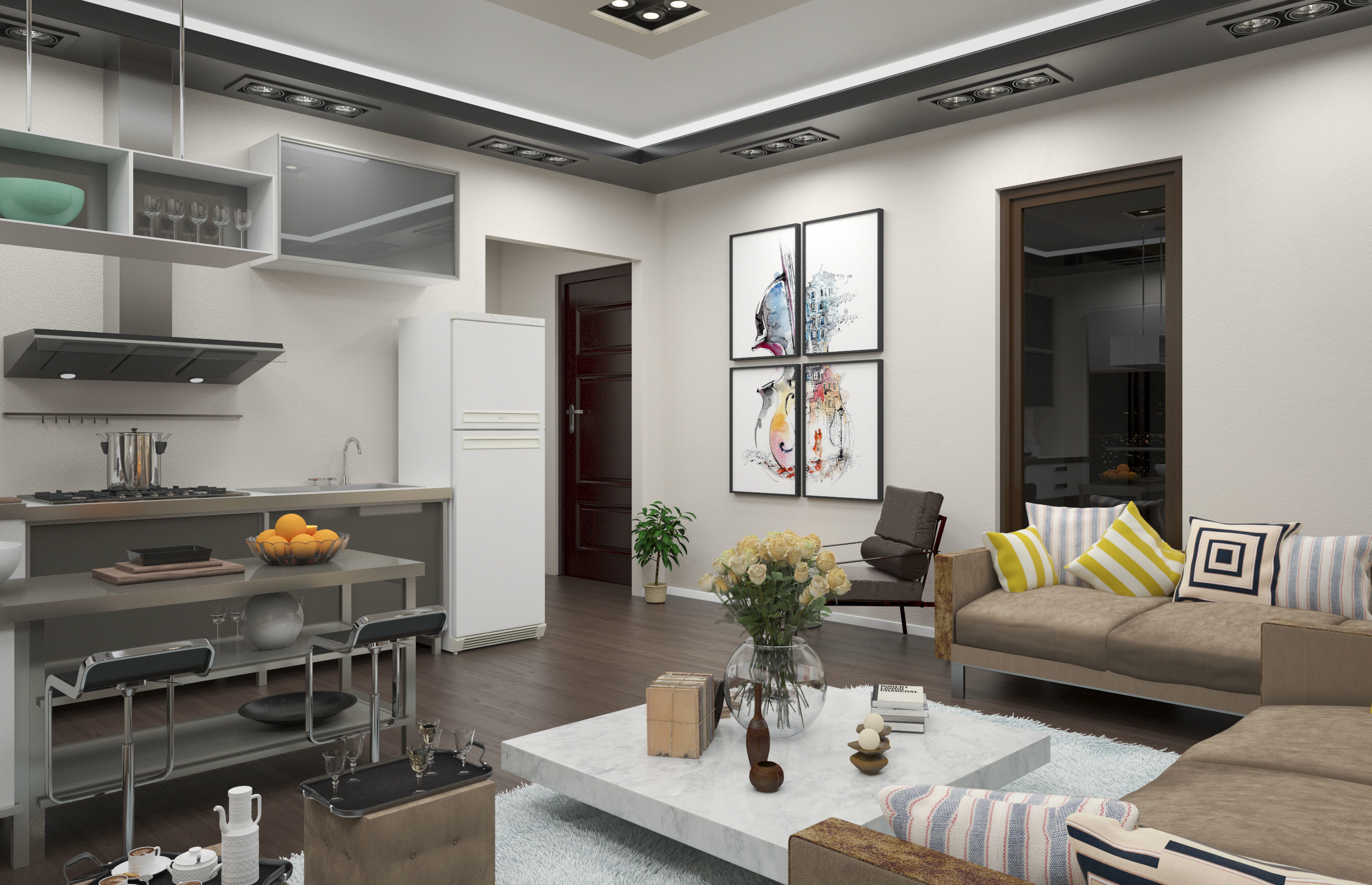 Living Room Scene 3D model_4