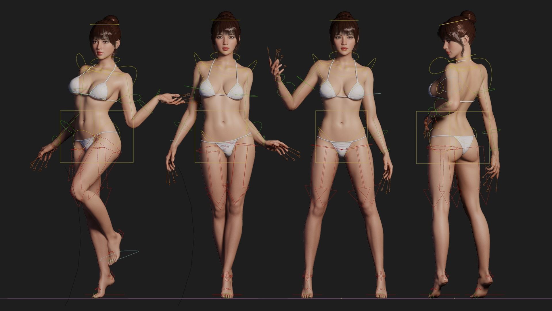 JOY - Realistic Female Character Low-poly 3D model_5