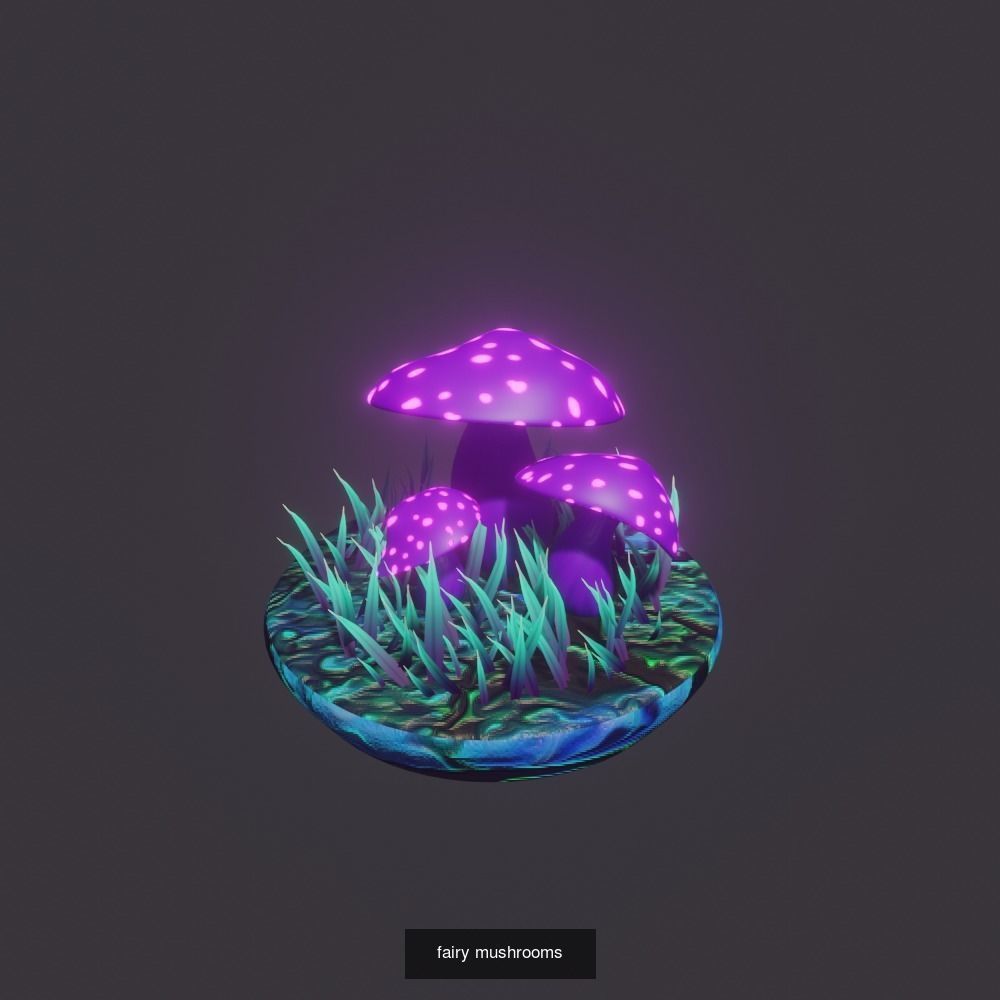 flowers mushroom in grass 3D Model Collection_18
