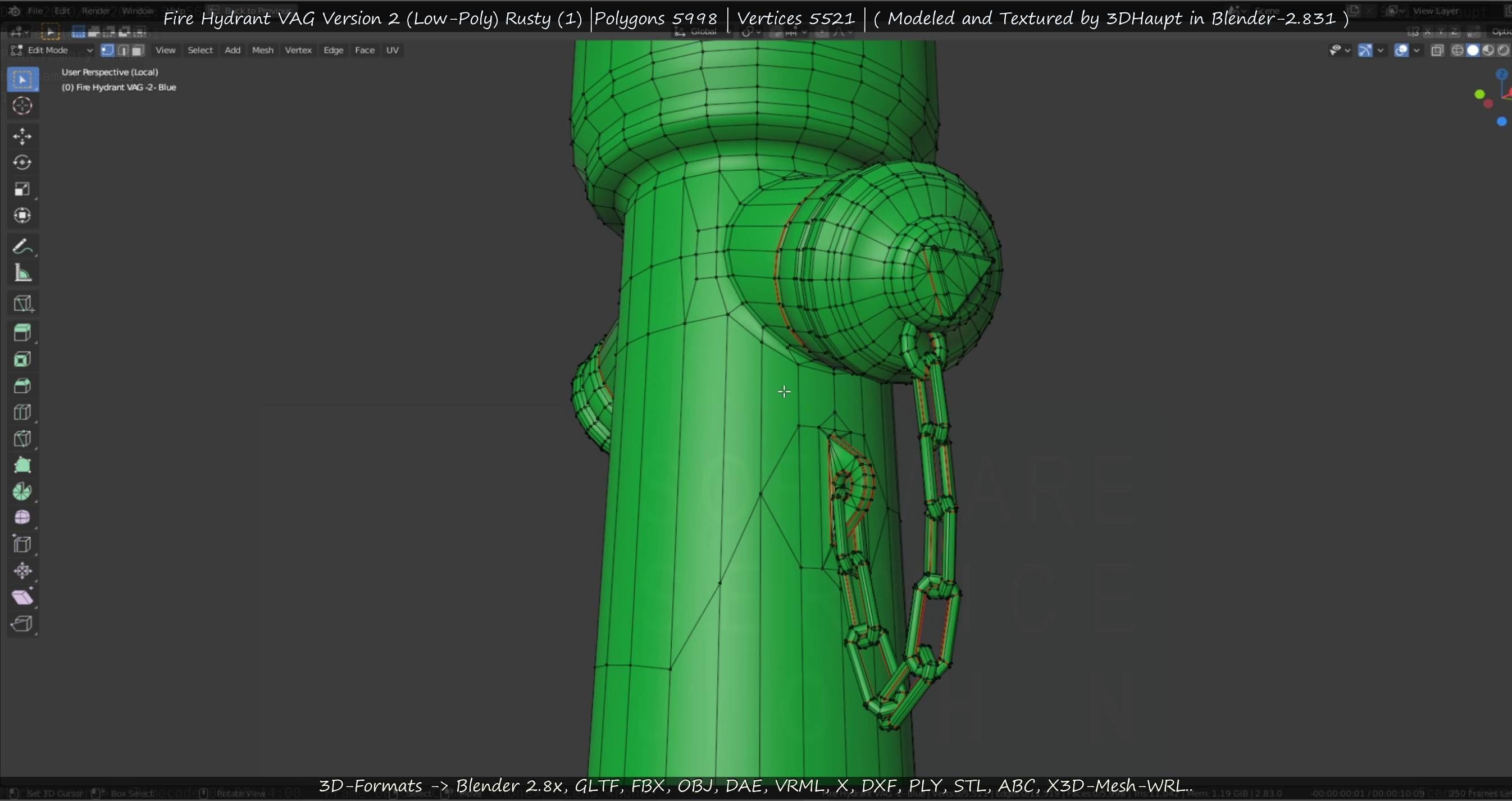  Blue Fire Hydrant VAG - Version 2 - Rusty 1 Low-poly 3D model_101