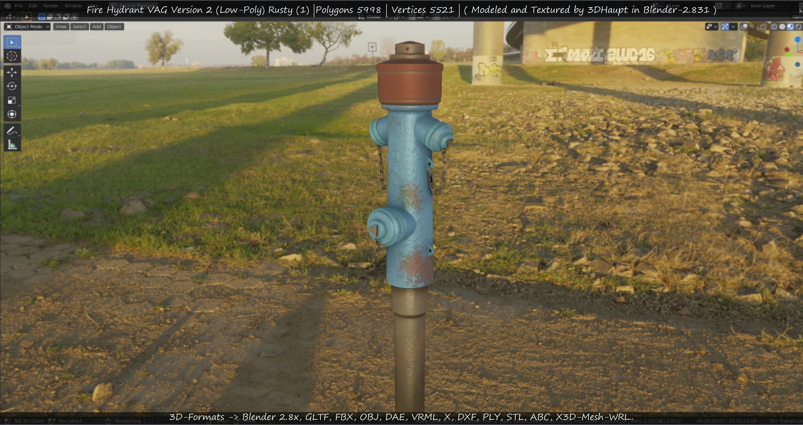  Blue Fire Hydrant VAG - Version 2 - Rusty 1 Low-poly 3D model_93