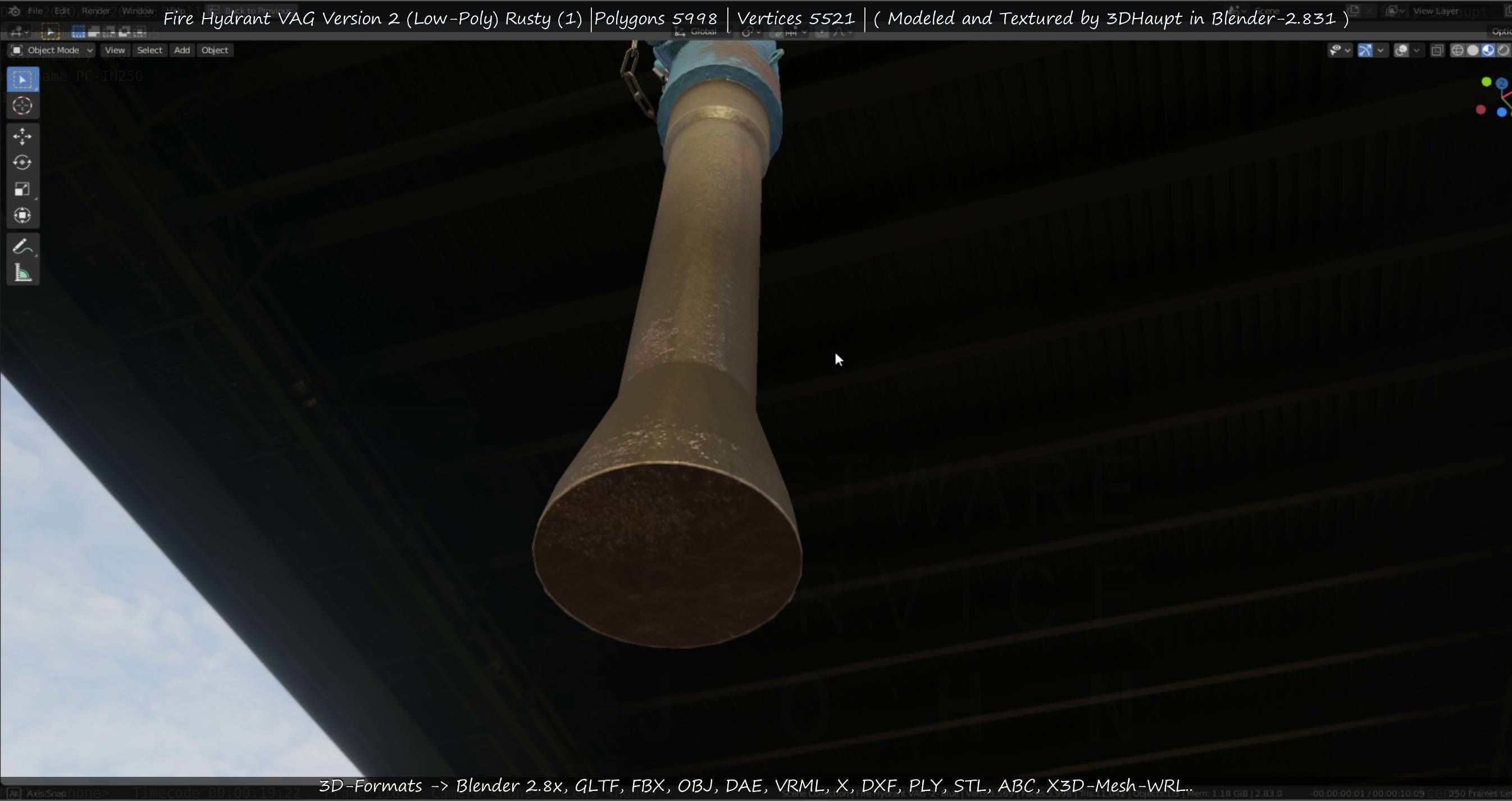  Blue Fire Hydrant VAG - Version 2 - Rusty 1 Low-poly 3D model_118