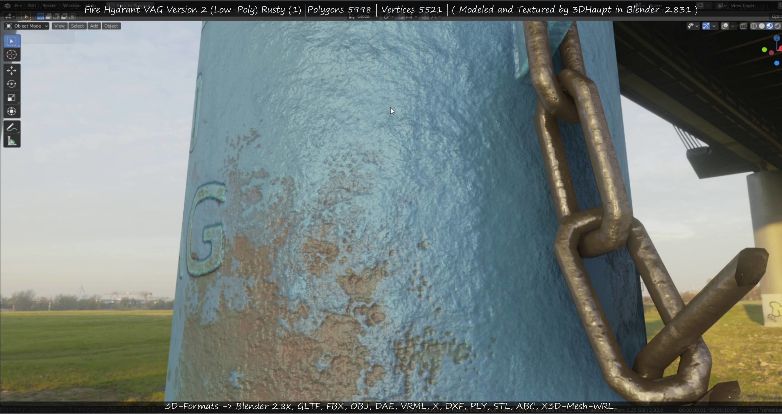  Blue Fire Hydrant VAG - Version 2 - Rusty 1 Low-poly 3D model_70