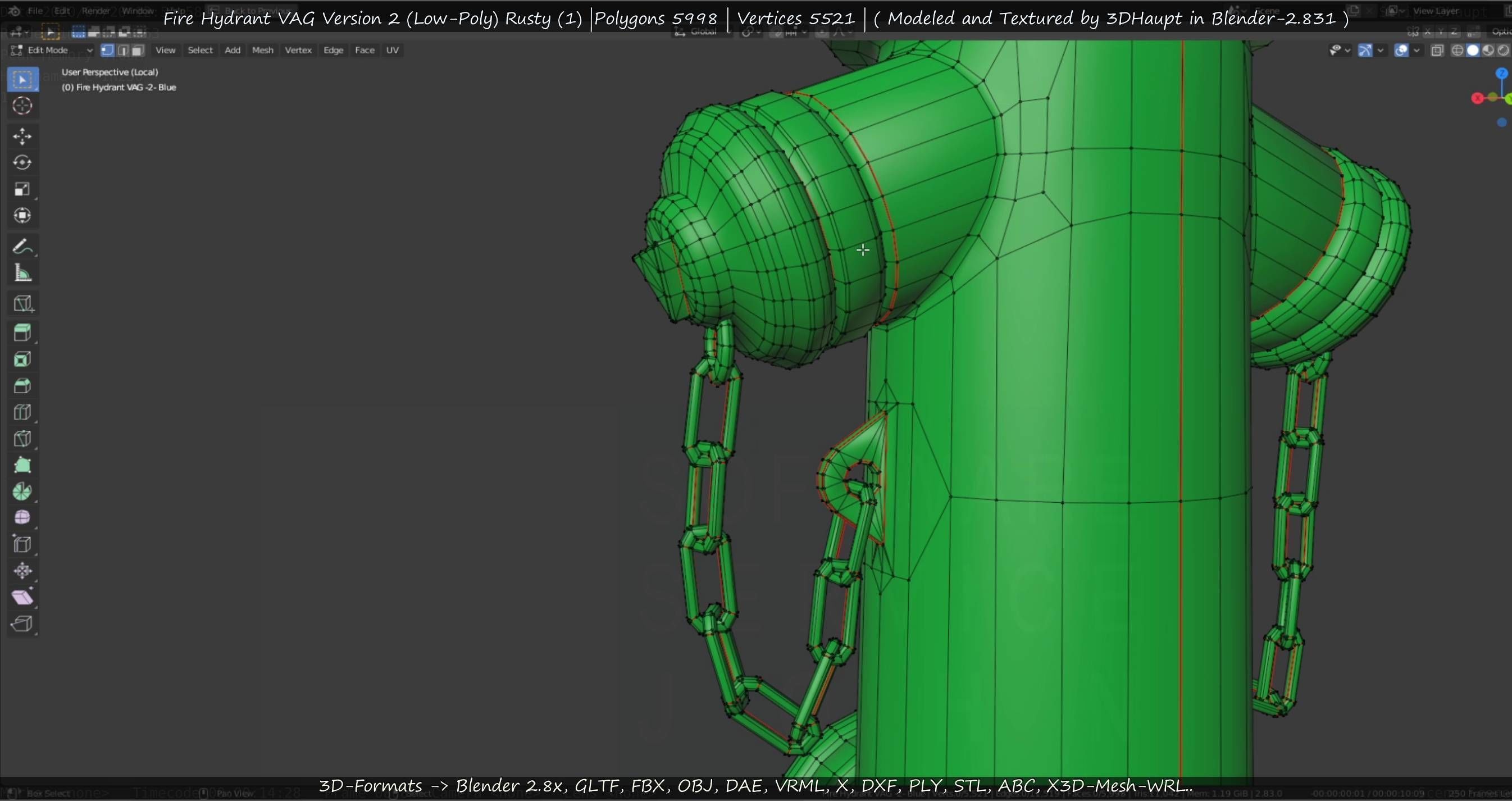  Blue Fire Hydrant VAG - Version 2 - Rusty 1 Low-poly 3D model_103