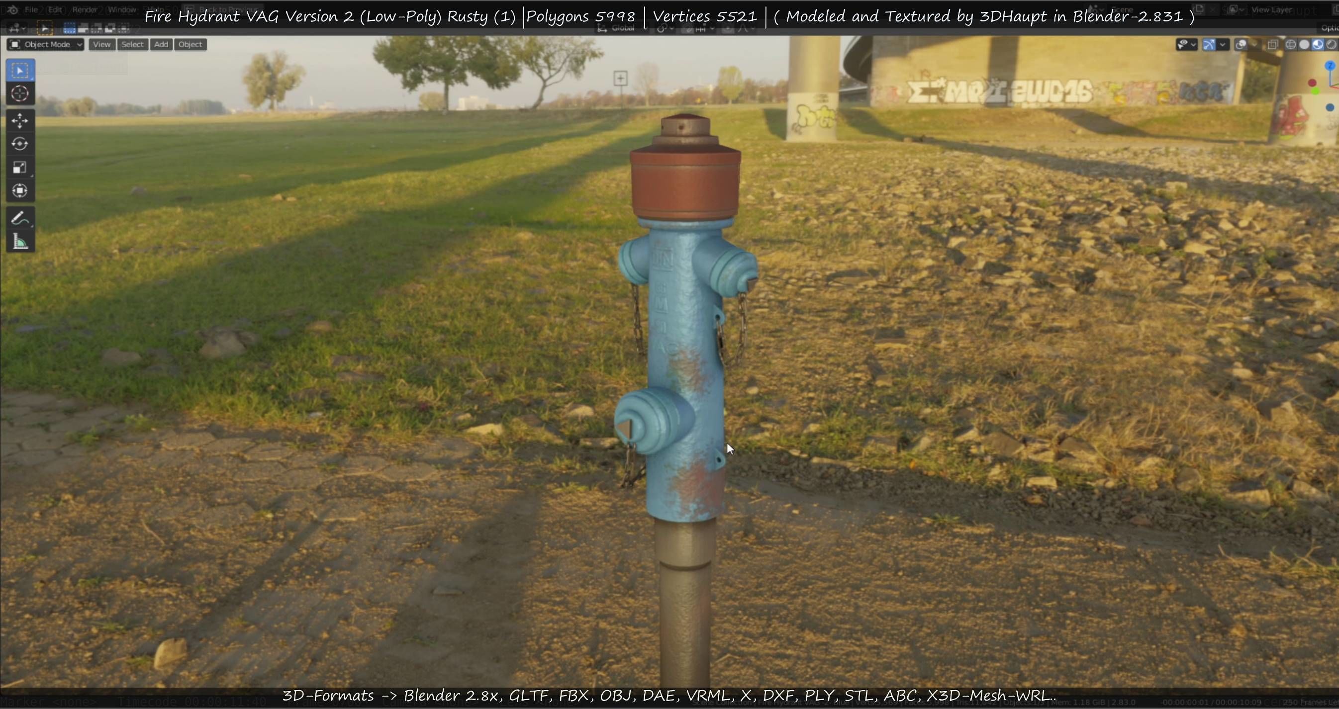  Blue Fire Hydrant VAG - Version 2 - Rusty 1 Low-poly 3D model_92