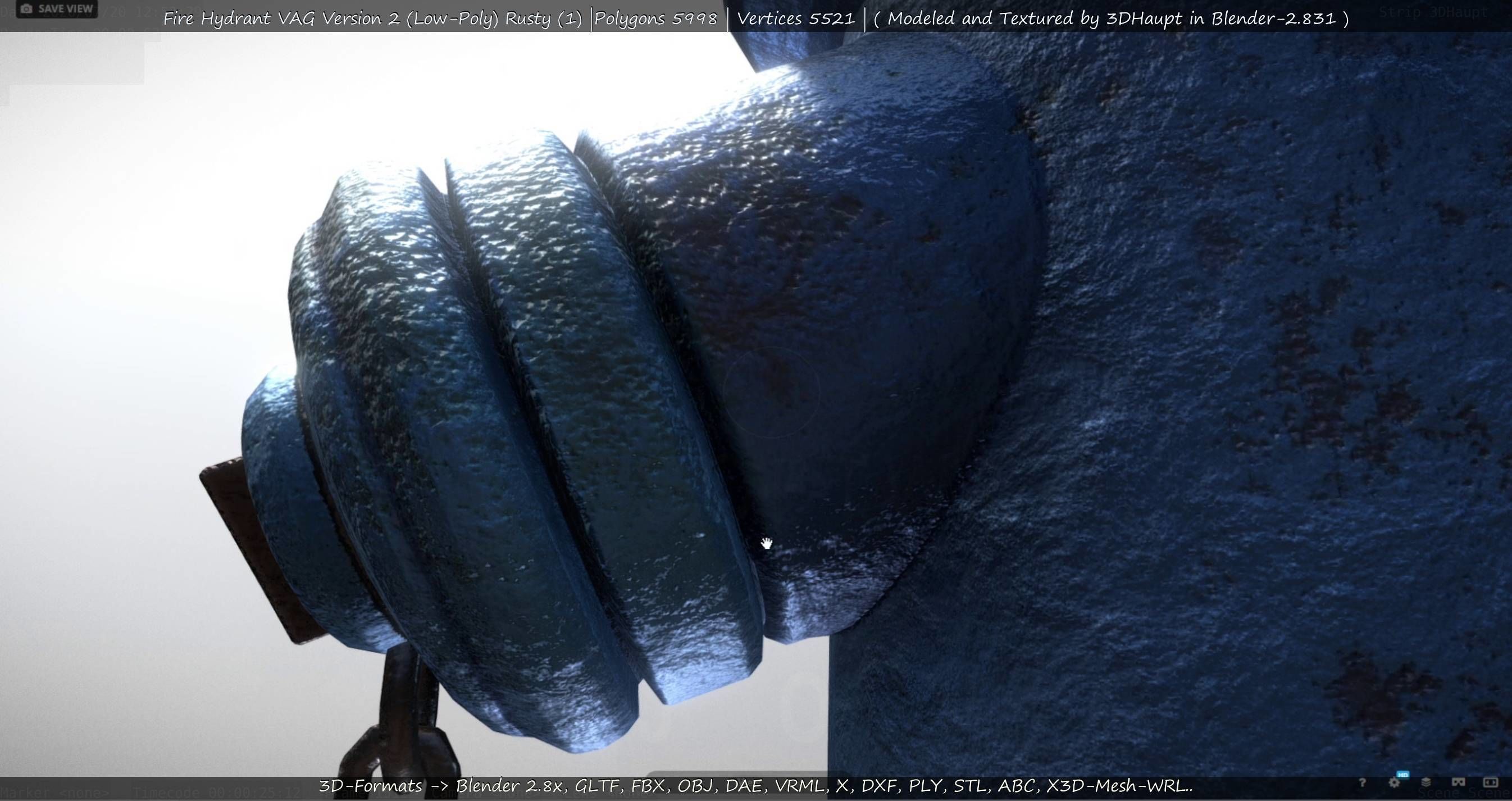  Blue Fire Hydrant VAG - Version 2 - Rusty 1 Low-poly 3D model_133