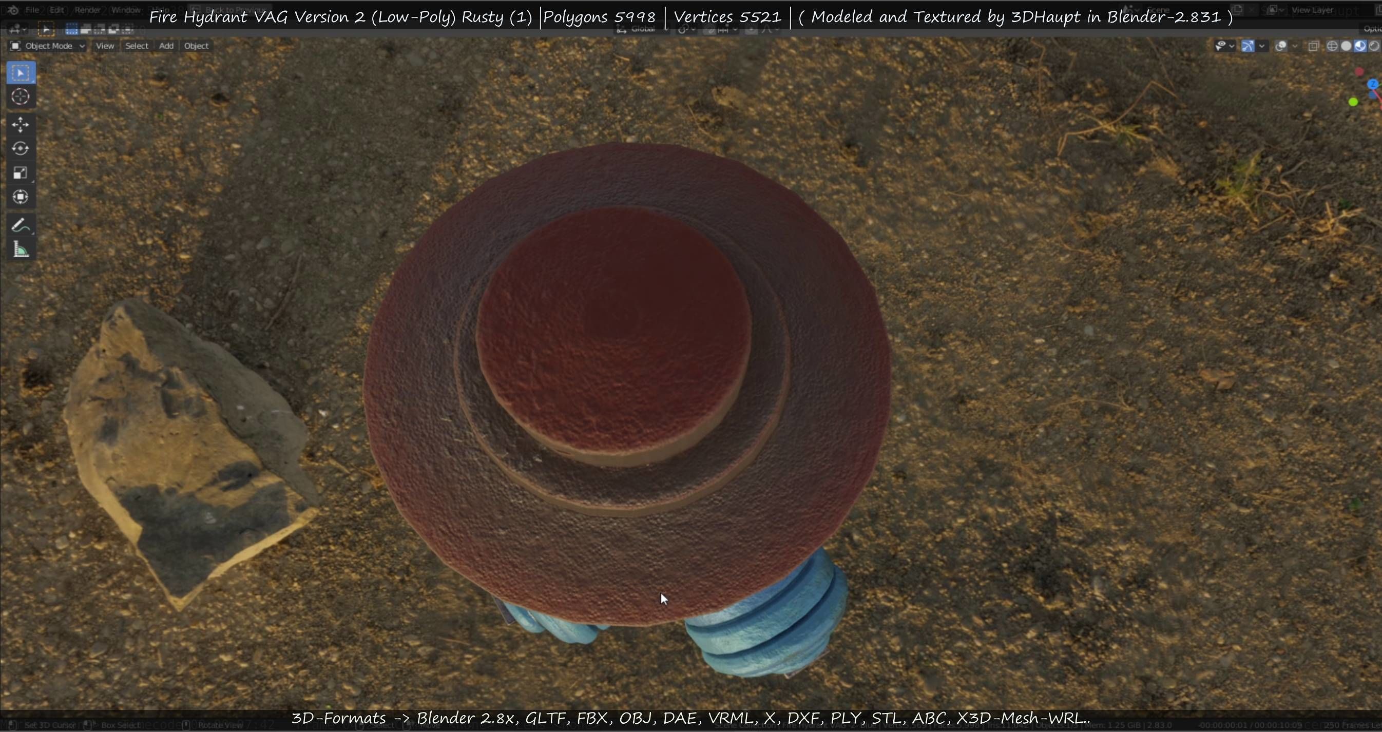  Blue Fire Hydrant VAG - Version 2 - Rusty 1 Low-poly 3D model_76