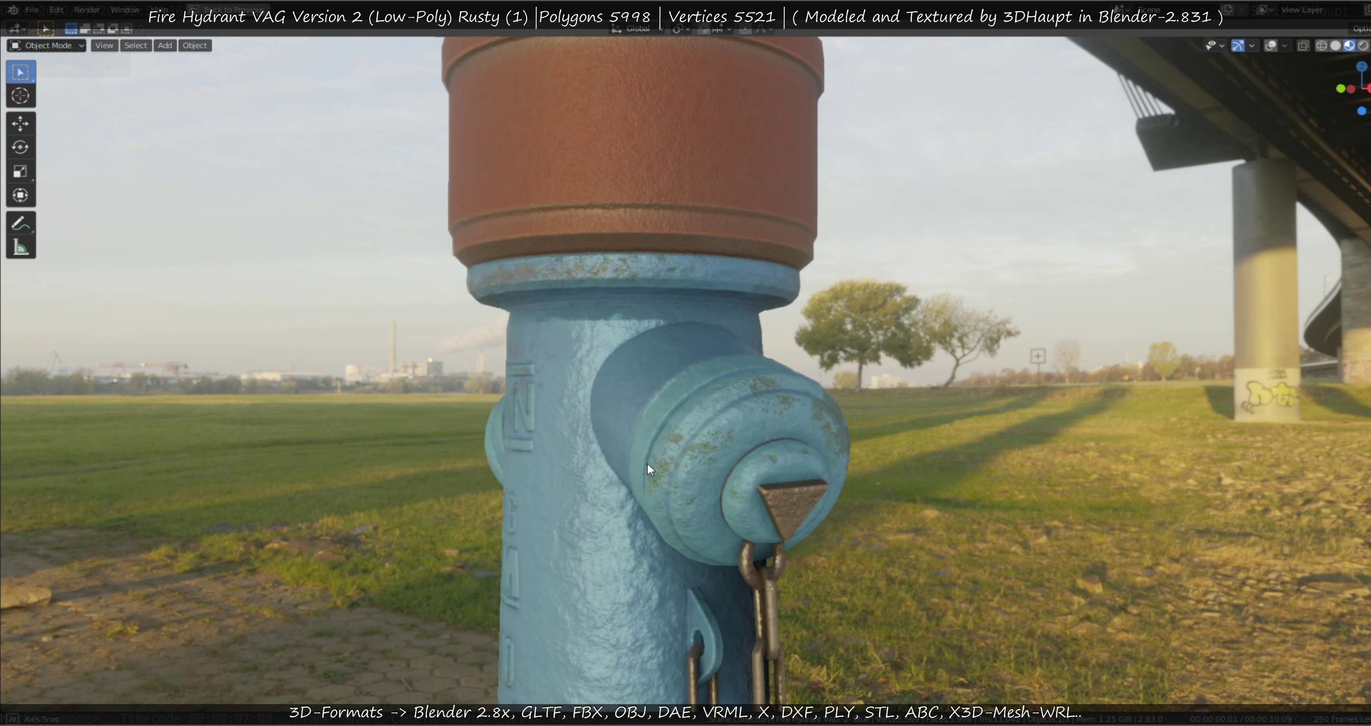  Blue Fire Hydrant VAG - Version 2 - Rusty 1 Low-poly 3D model_72