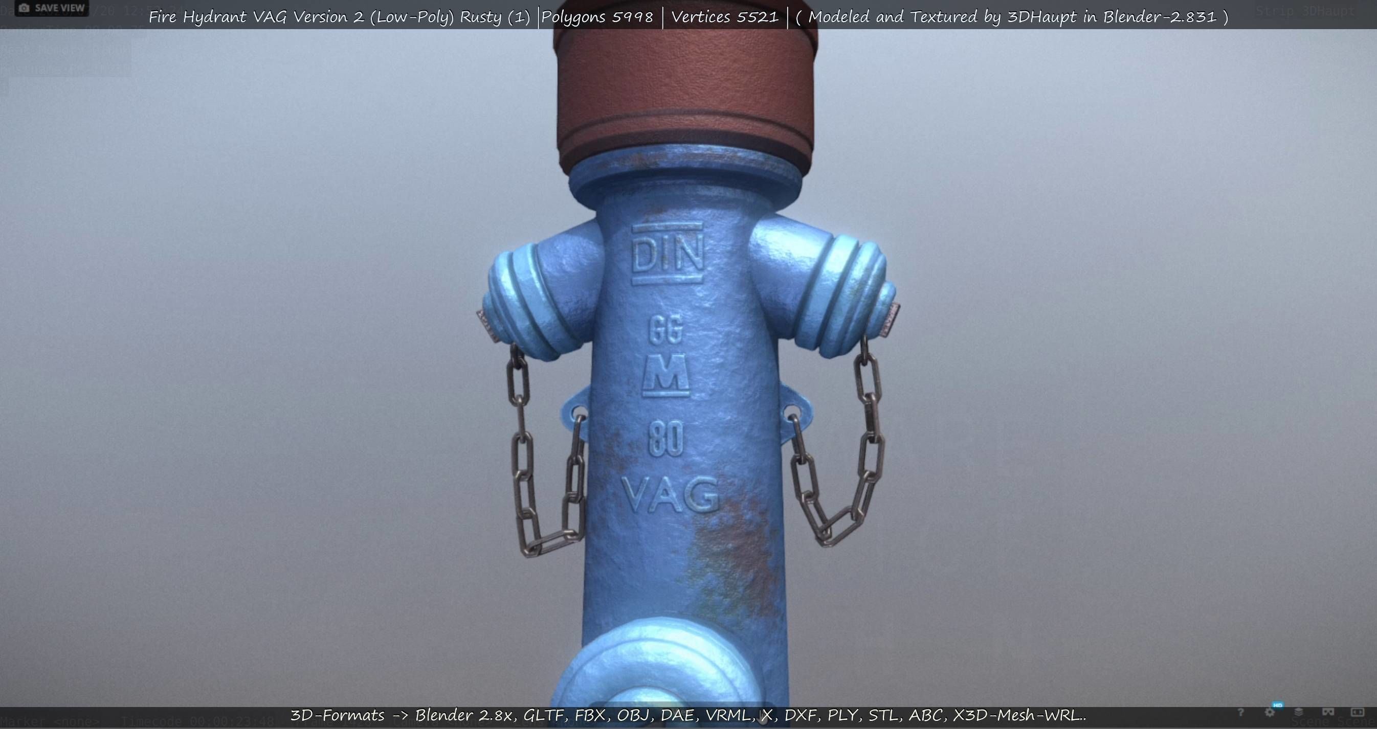  Blue Fire Hydrant VAG - Version 2 - Rusty 1 Low-poly 3D model_49