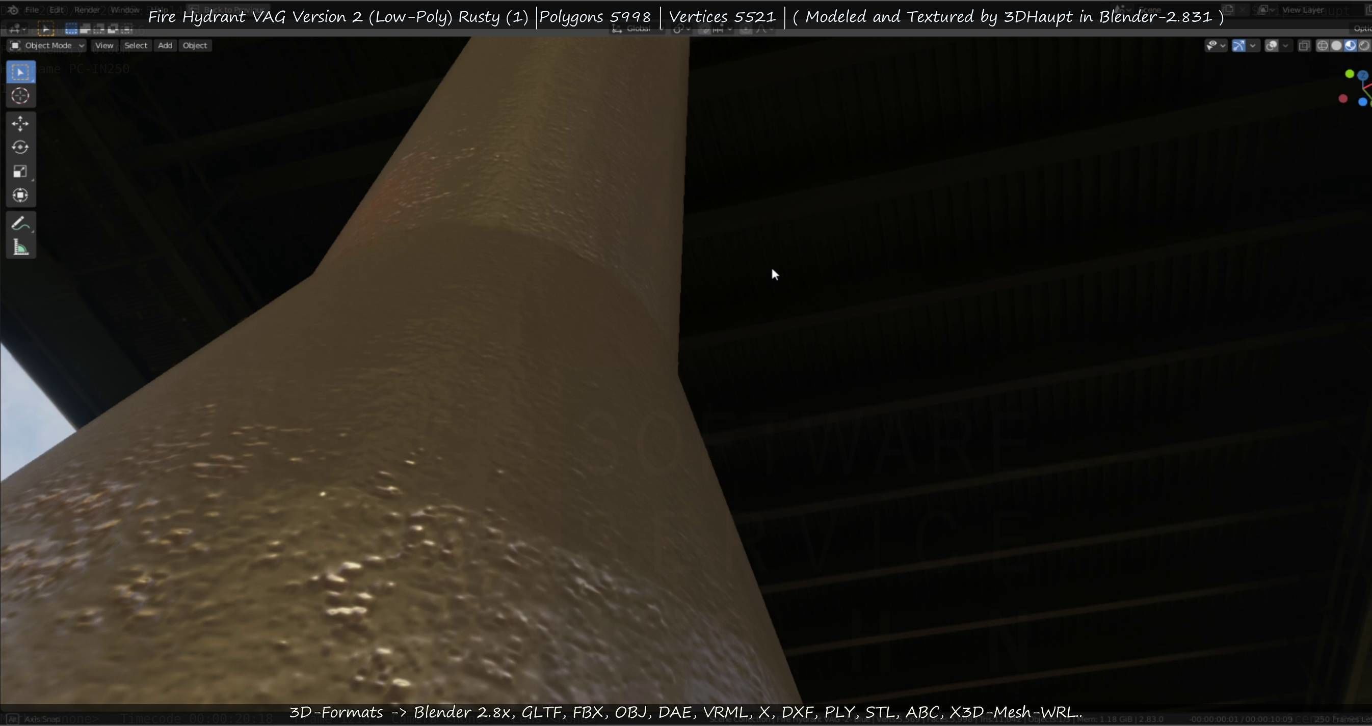  Blue Fire Hydrant VAG - Version 2 - Rusty 1 Low-poly 3D model_121