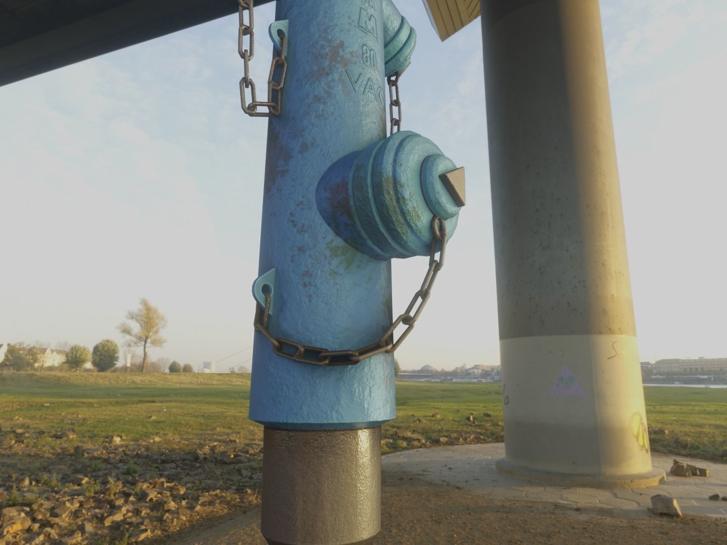  Blue Fire Hydrant VAG - Version 2 - Rusty 1 Low-poly 3D model_6