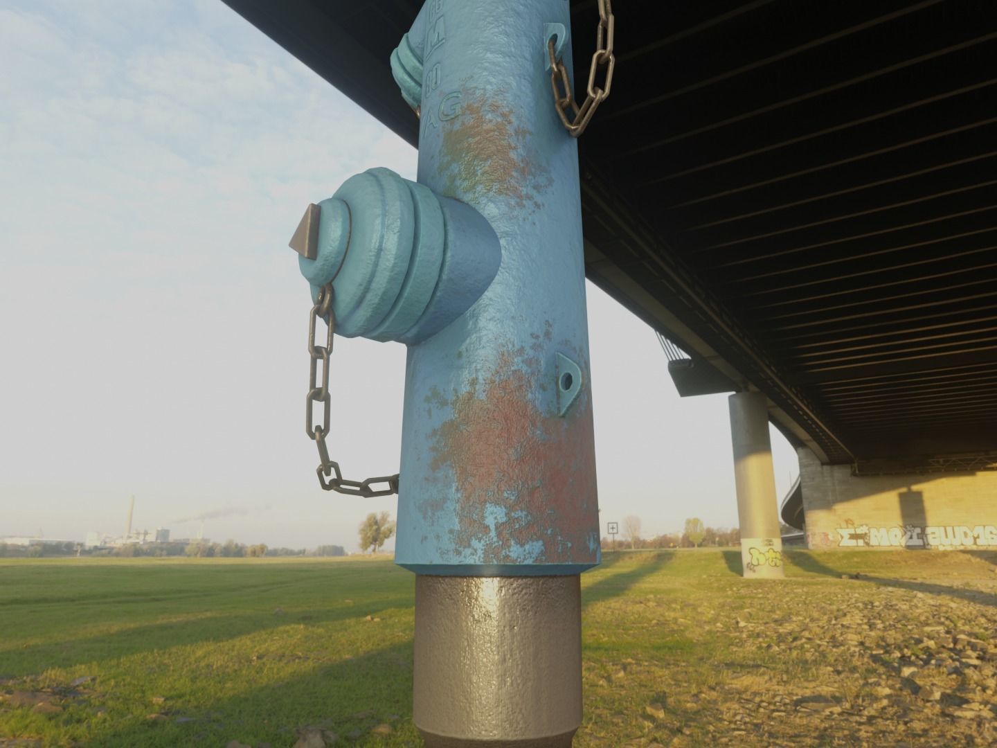  Blue Fire Hydrant VAG - Version 2 - Rusty 1 Low-poly 3D model_7