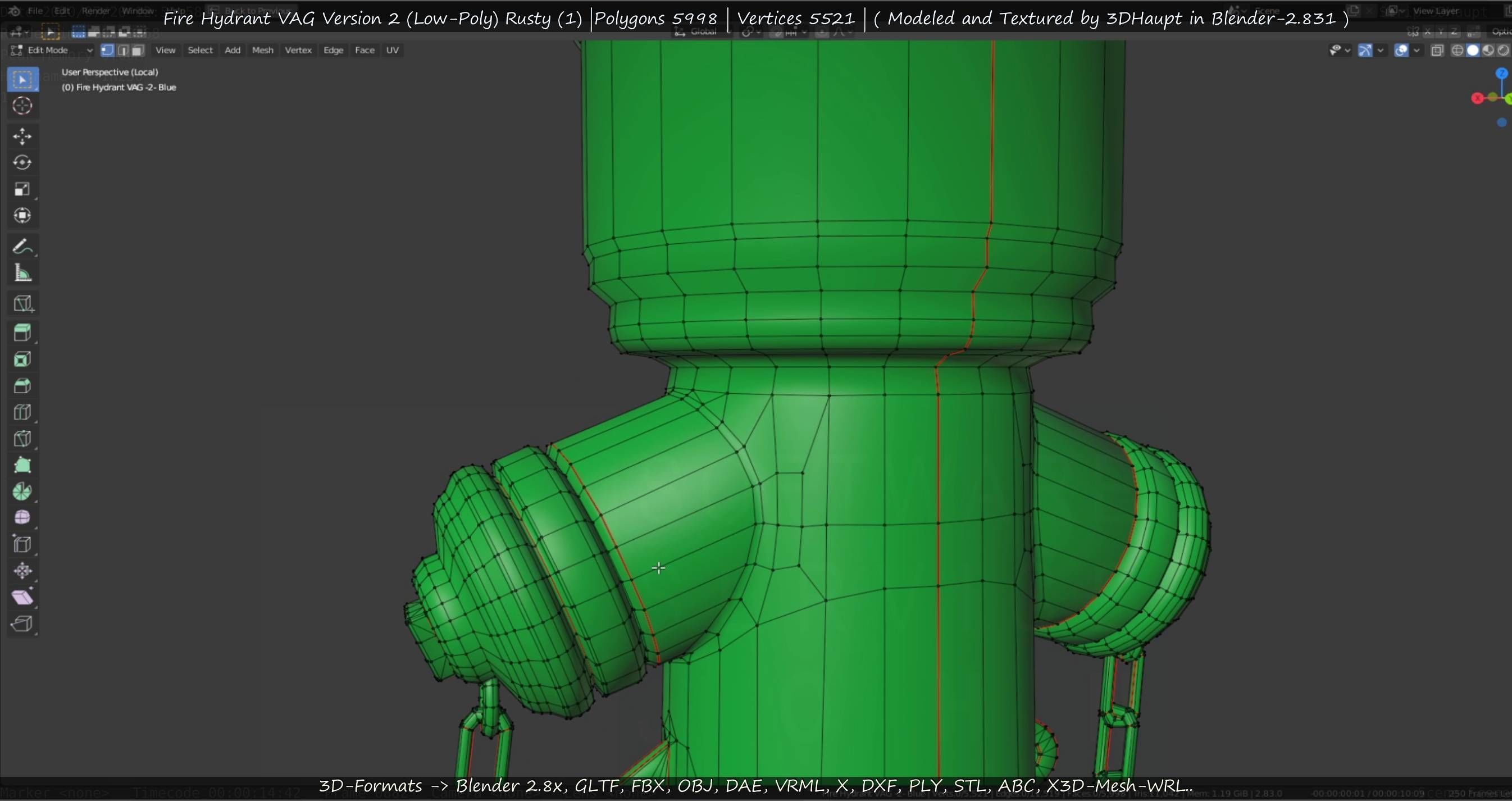  Blue Fire Hydrant VAG - Version 2 - Rusty 1 Low-poly 3D model_33