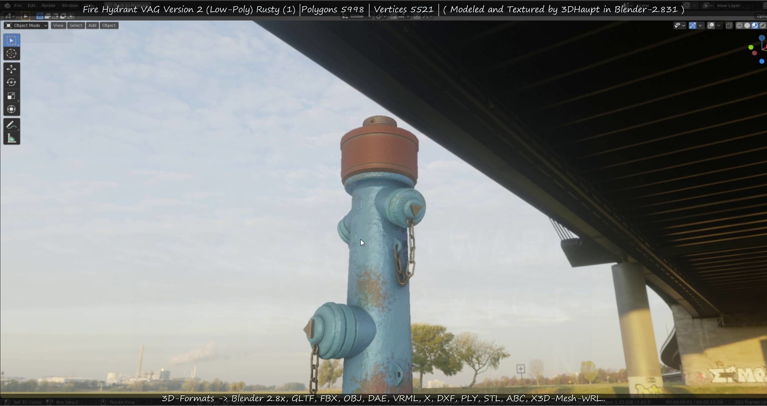  Blue Fire Hydrant VAG - Version 2 - Rusty 1 Low-poly 3D model_78