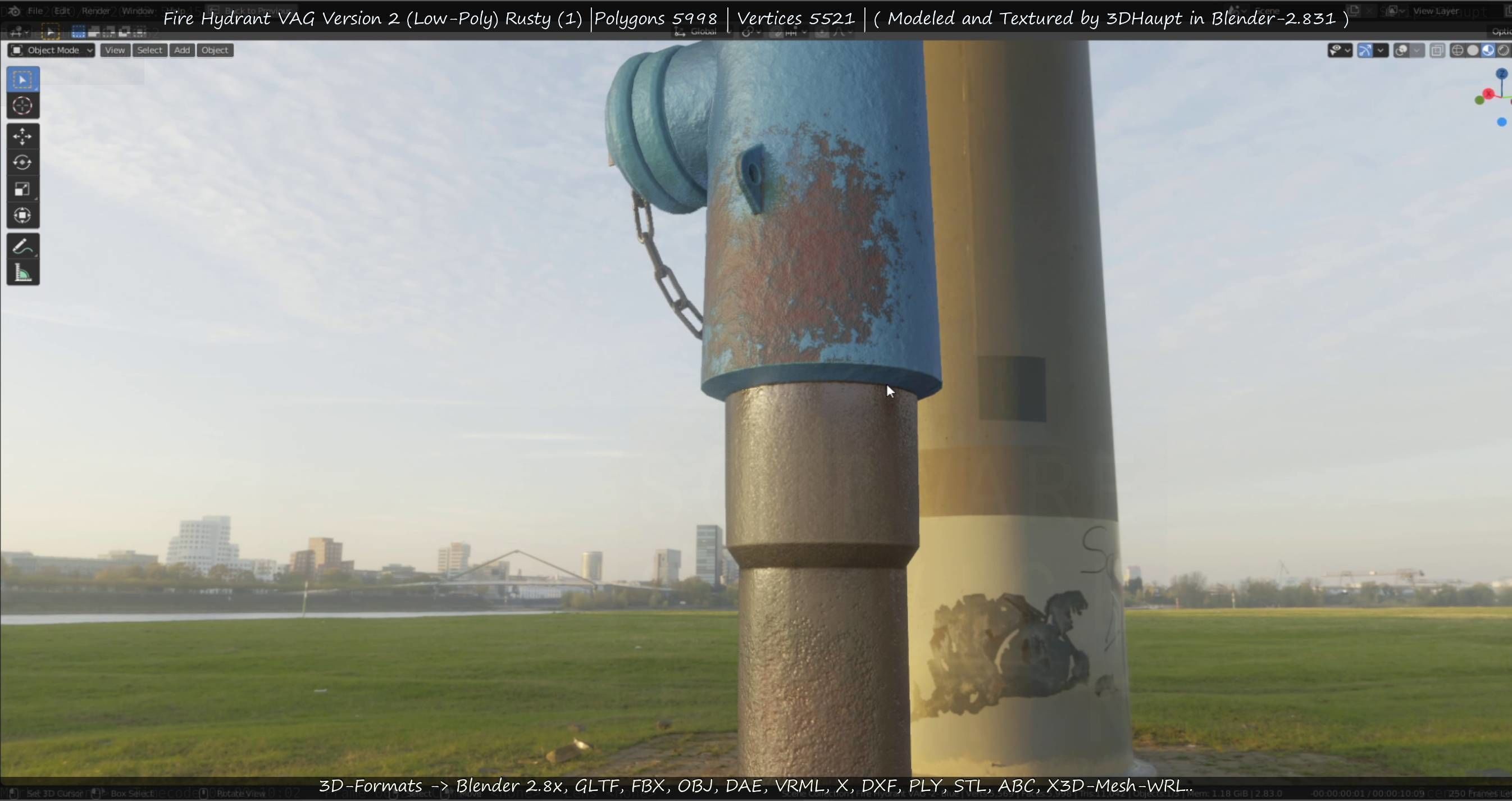  Blue Fire Hydrant VAG - Version 2 - Rusty 1 Low-poly 3D model_85