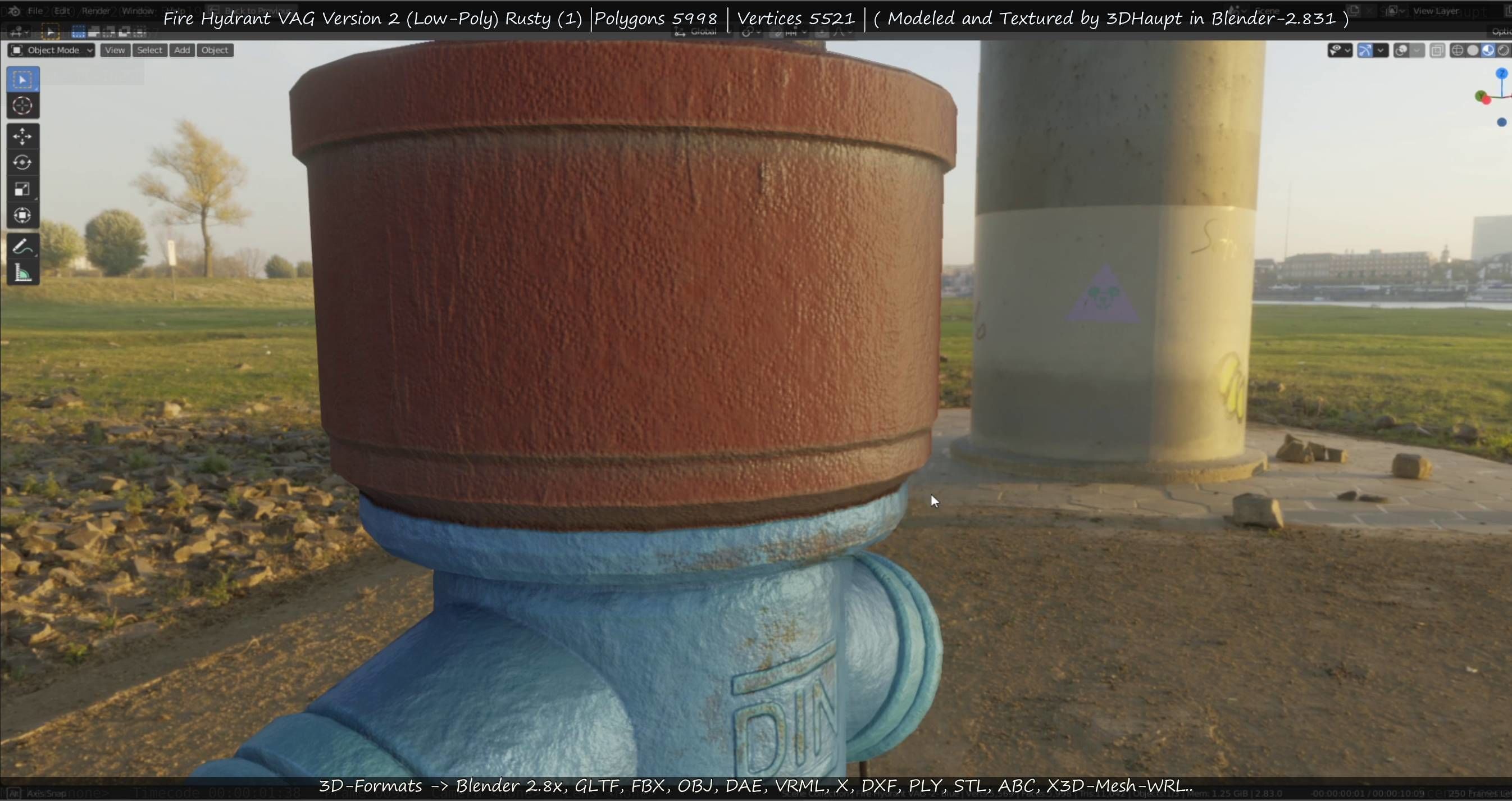  Blue Fire Hydrant VAG - Version 2 - Rusty 1 Low-poly 3D model_52