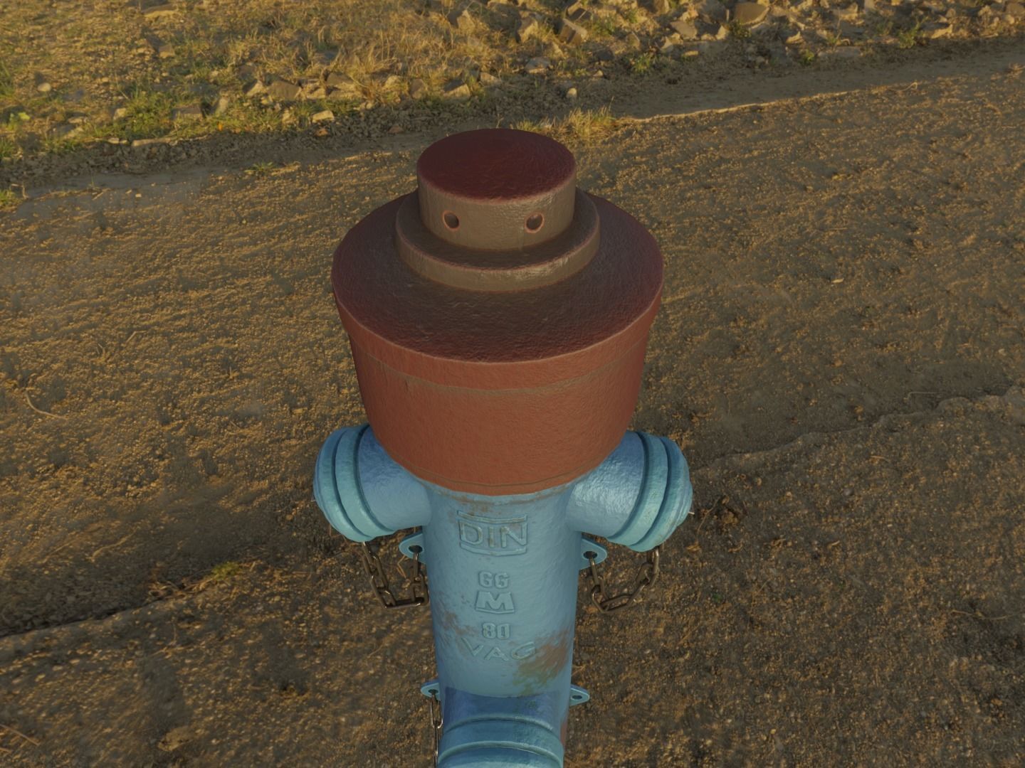  Blue Fire Hydrant VAG - Version 2 - Rusty 1 Low-poly 3D model_9