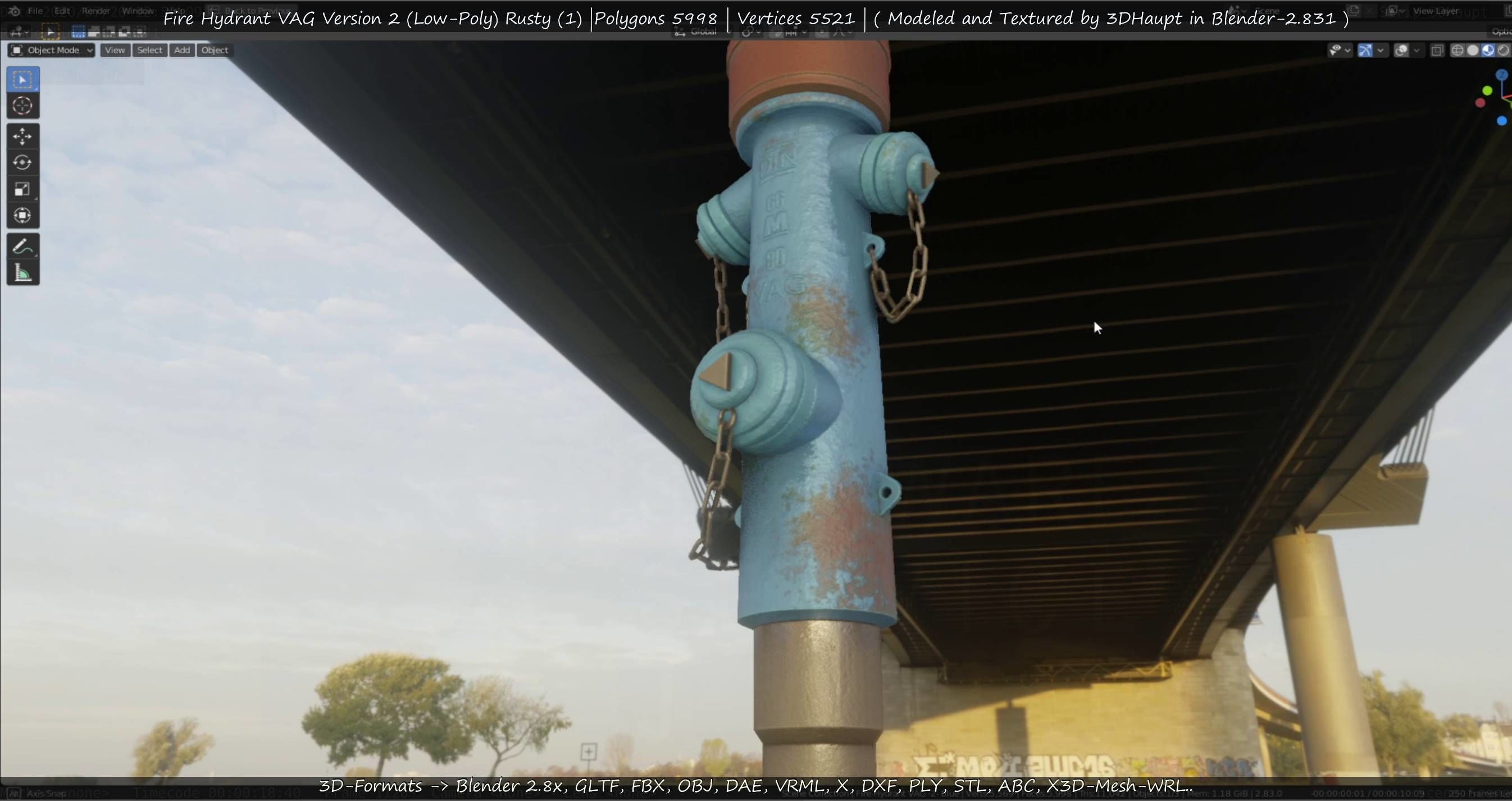  Blue Fire Hydrant VAG - Version 2 - Rusty 1 Low-poly 3D model_117