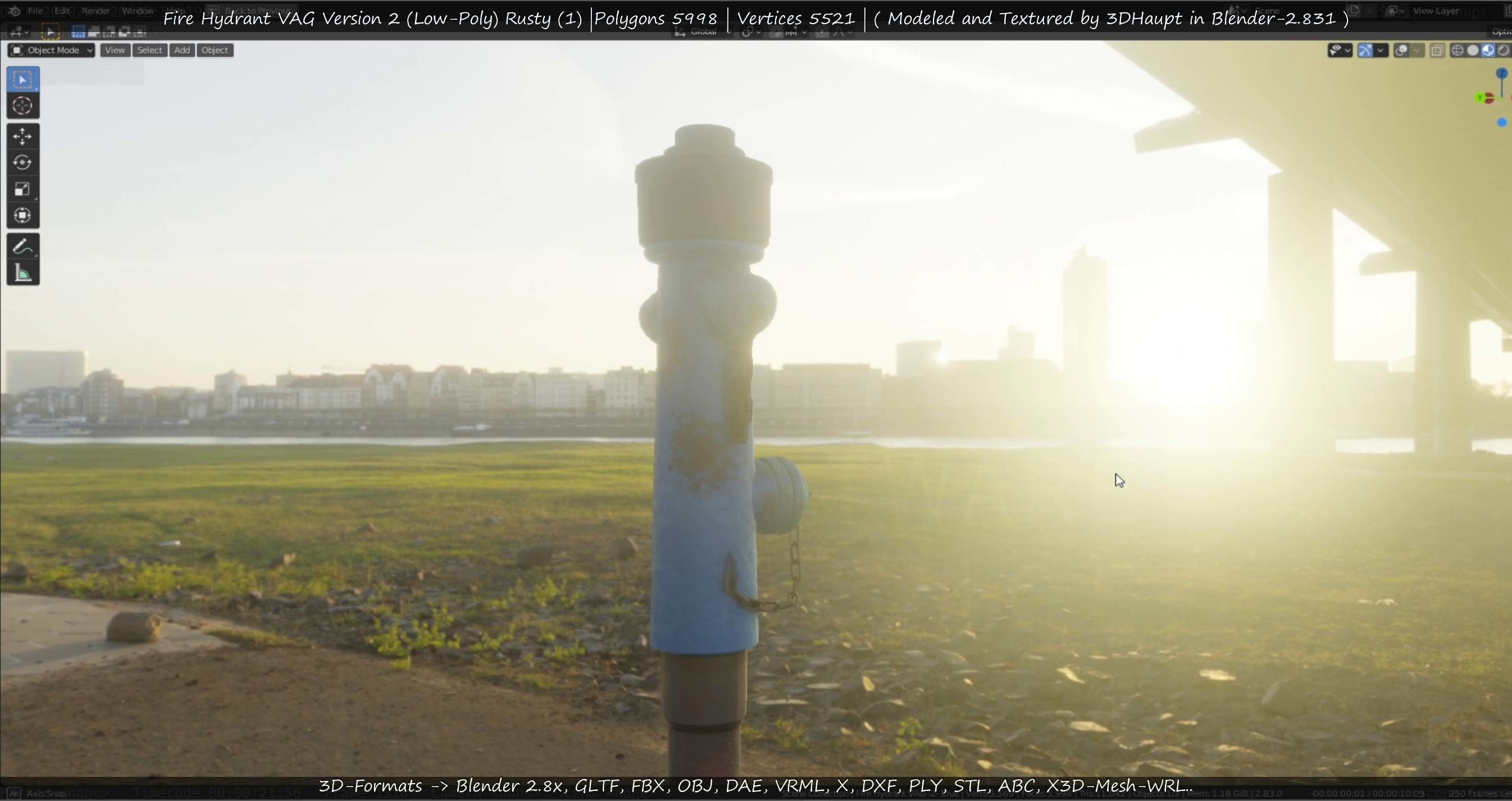  Blue Fire Hydrant VAG - Version 2 - Rusty 1 Low-poly 3D model_126