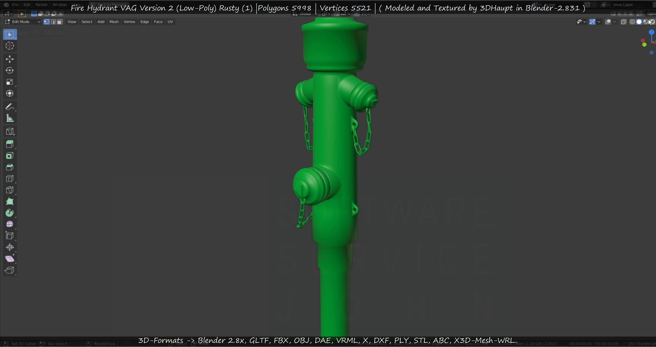  Blue Fire Hydrant VAG - Version 2 - Rusty 1 Low-poly 3D model_97