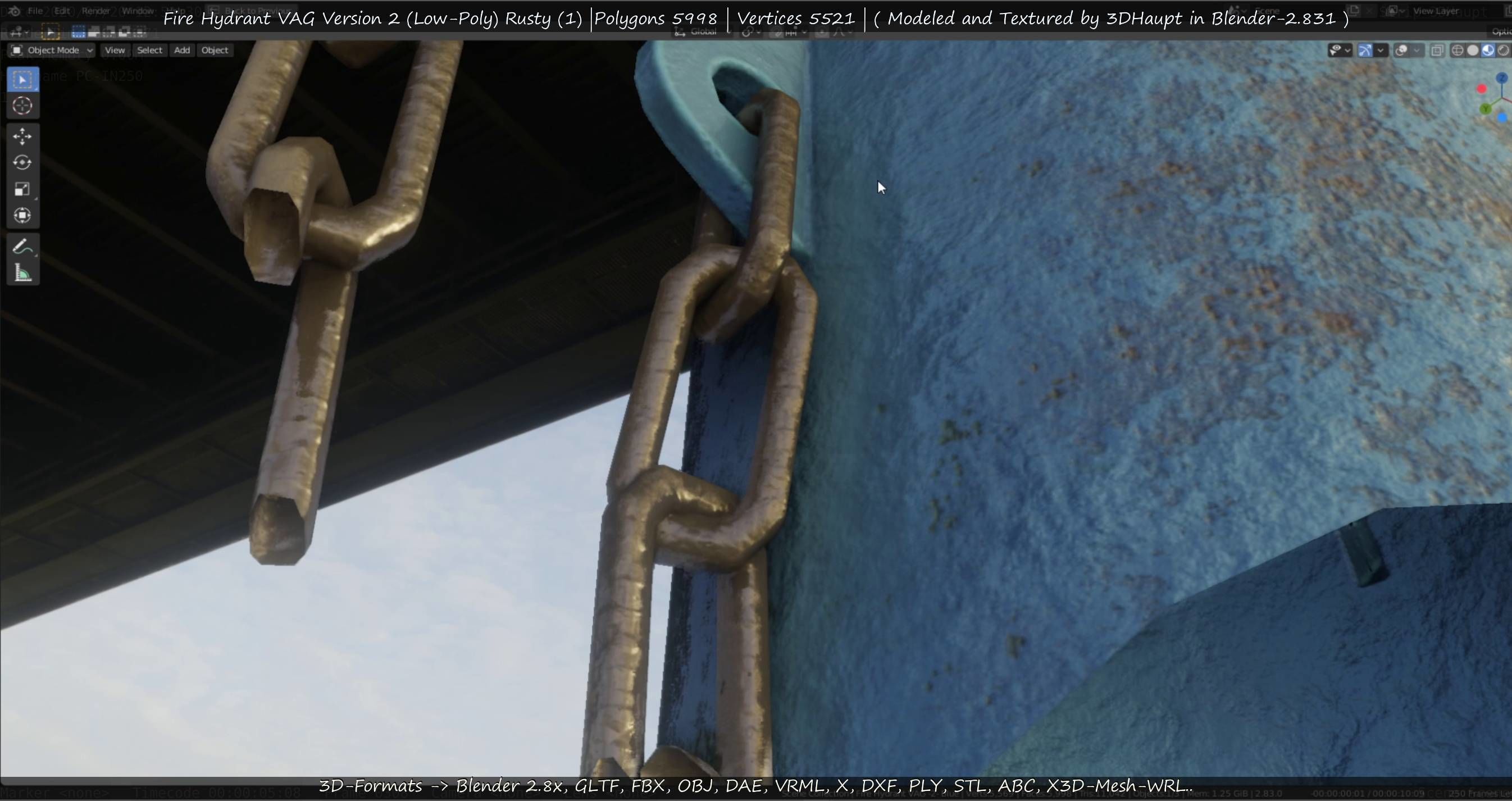  Blue Fire Hydrant VAG - Version 2 - Rusty 1 Low-poly 3D model_66