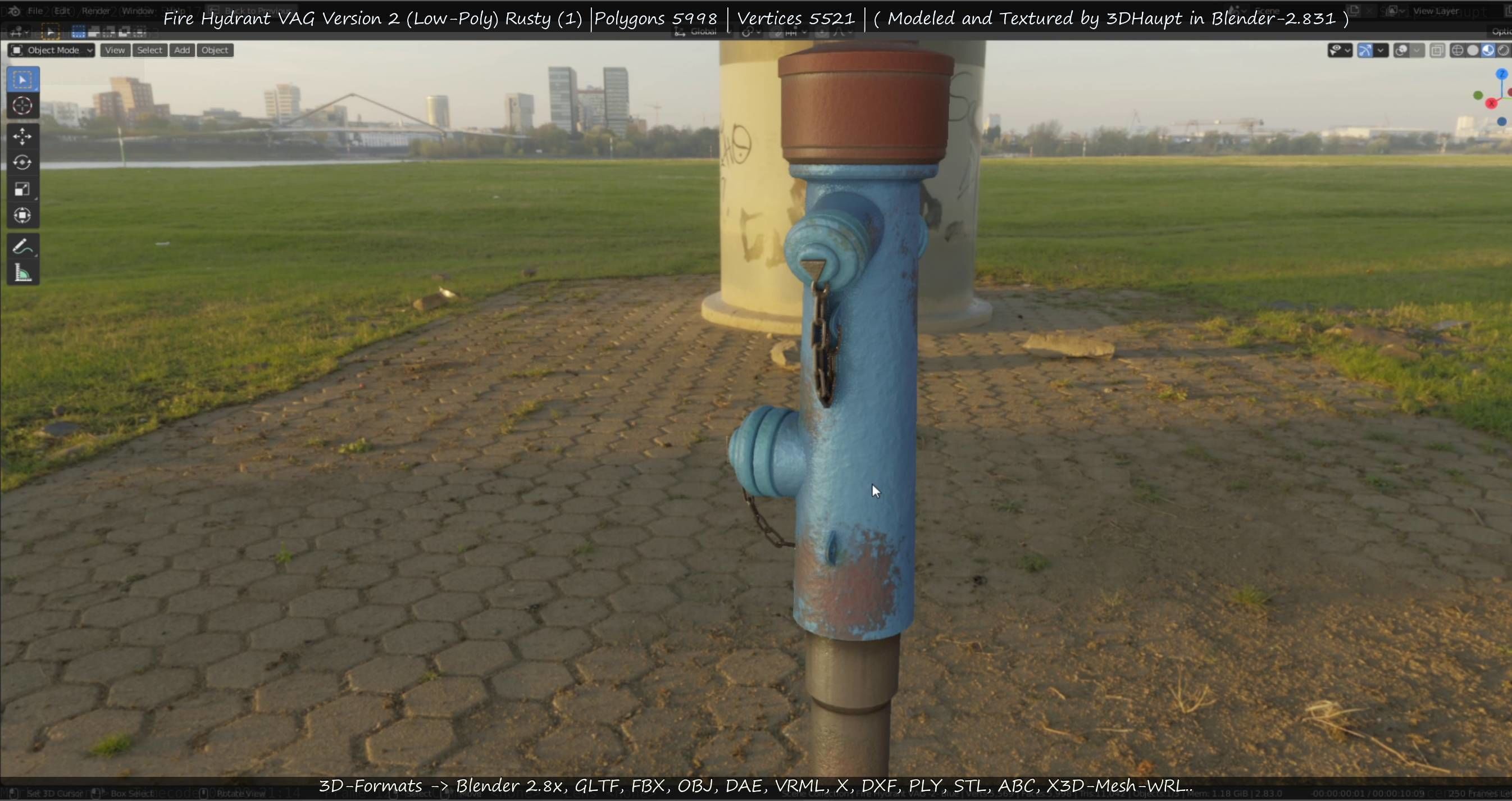  Blue Fire Hydrant VAG - Version 2 - Rusty 1 Low-poly 3D model_124