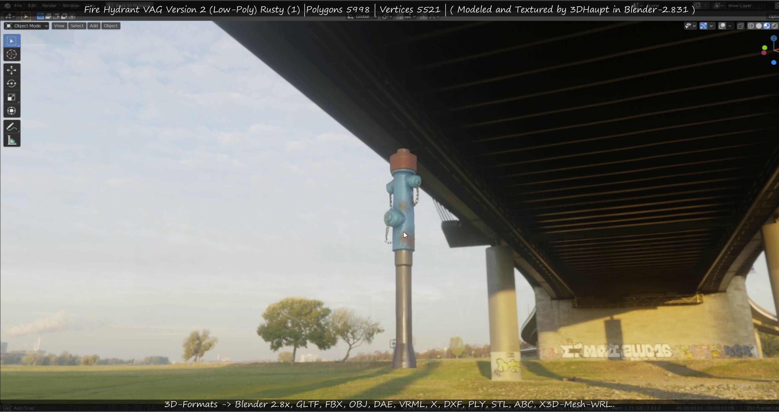  Blue Fire Hydrant VAG - Version 2 - Rusty 1 Low-poly 3D model_58