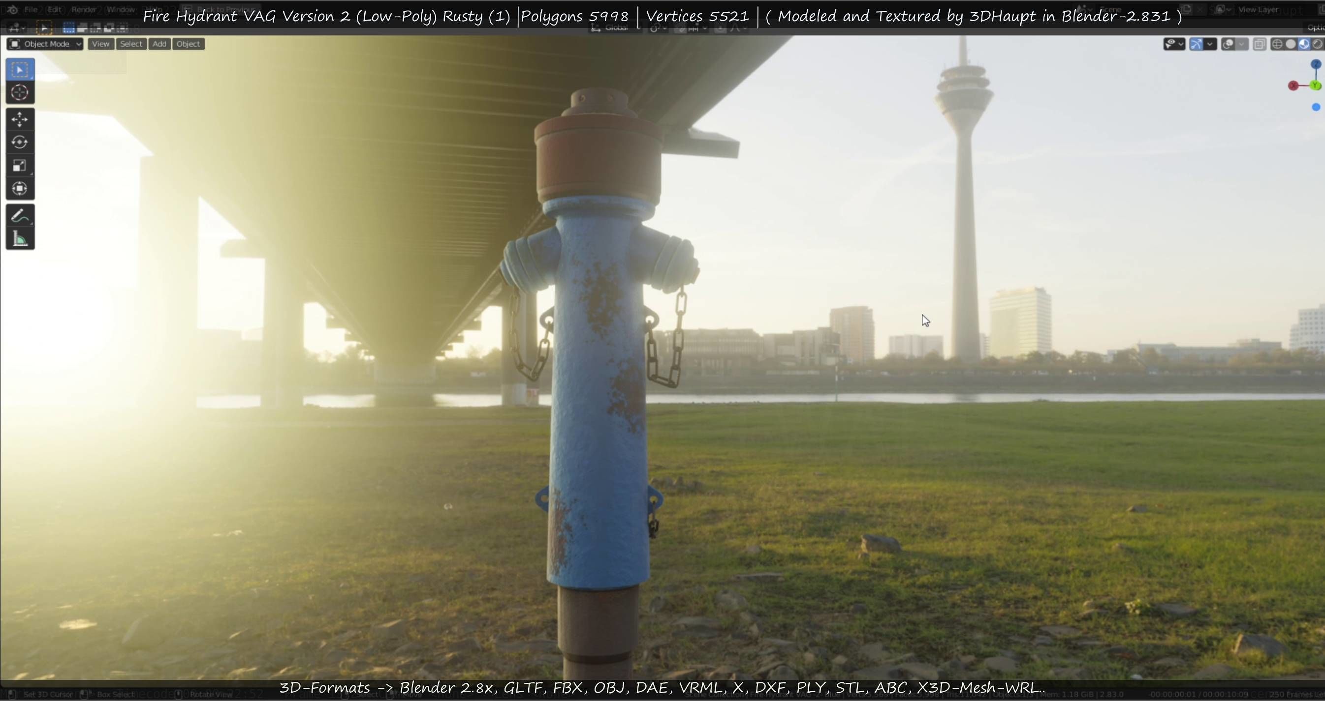  Blue Fire Hydrant VAG - Version 2 - Rusty 1 Low-poly 3D model_129