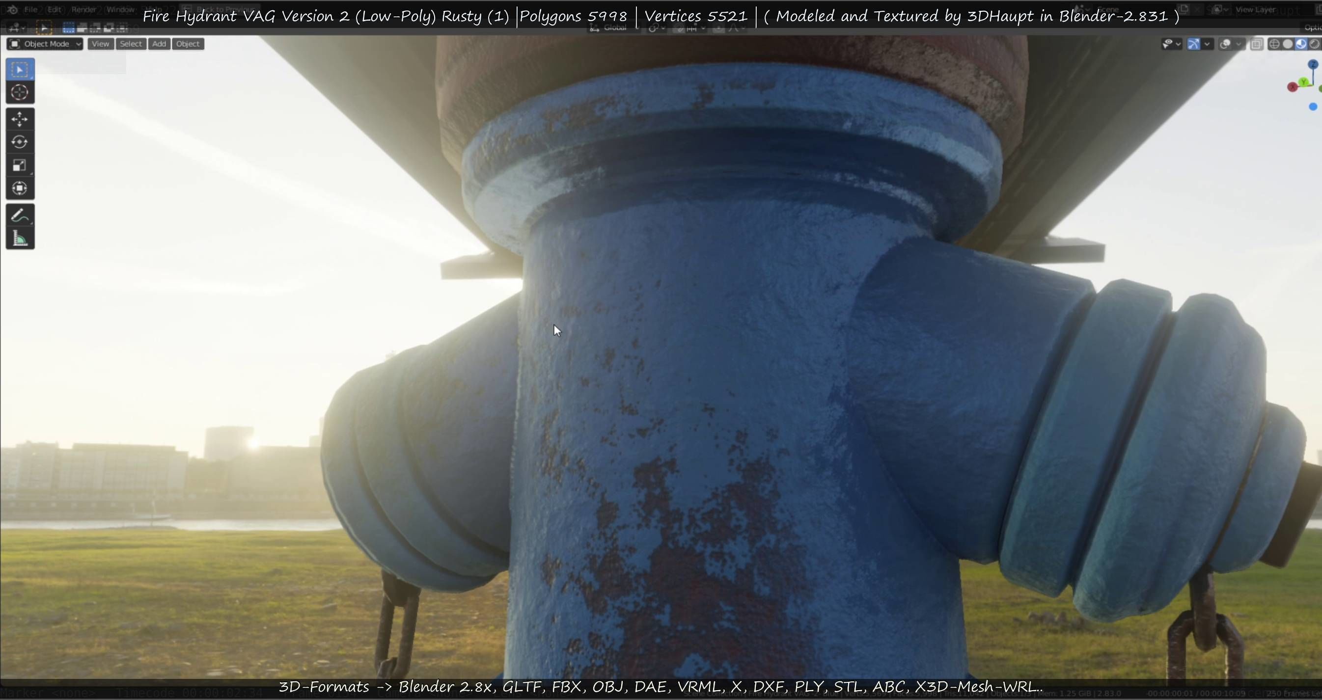  Blue Fire Hydrant VAG - Version 2 - Rusty 1 Low-poly 3D model_26