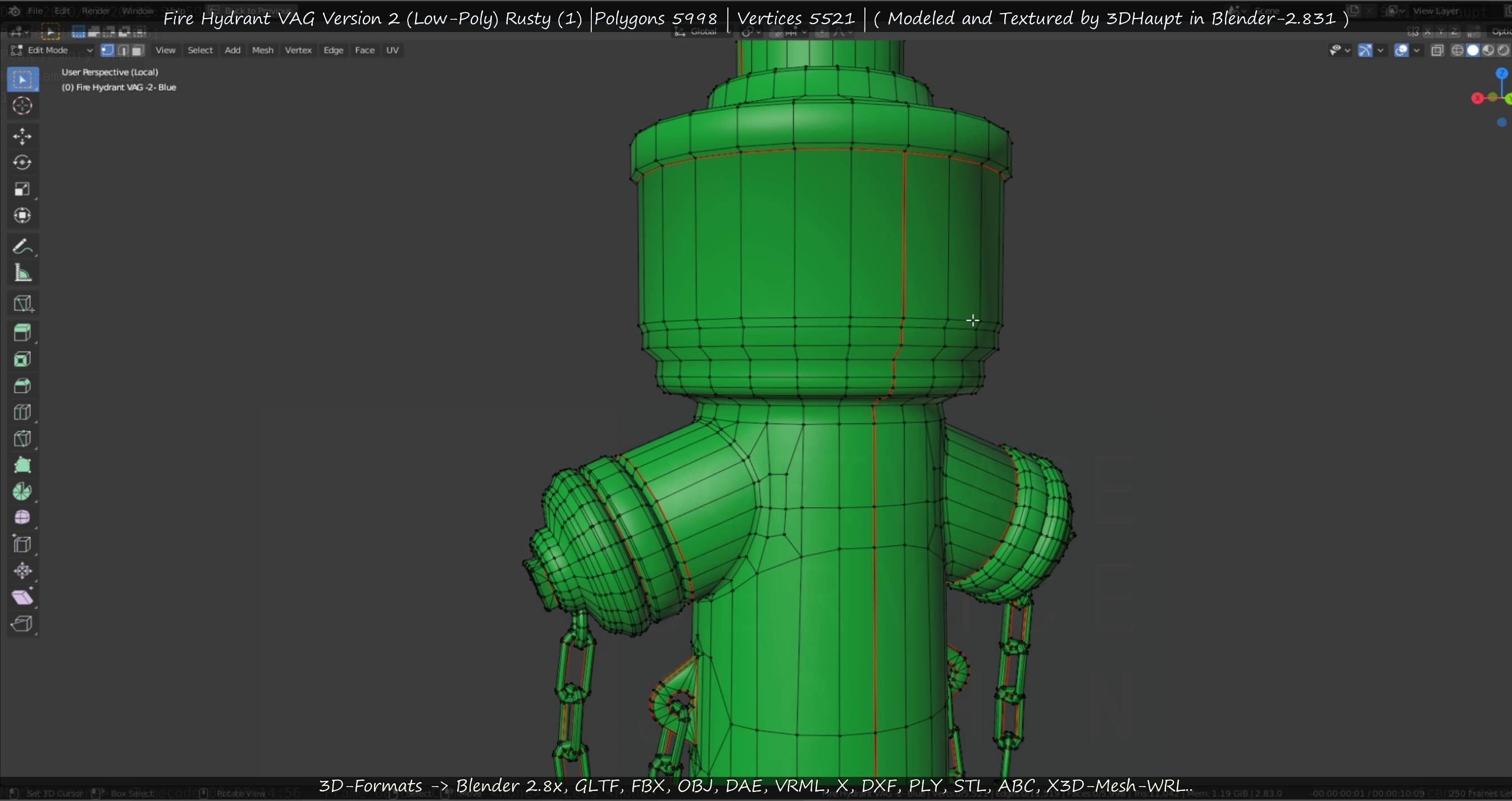  Blue Fire Hydrant VAG - Version 2 - Rusty 1 Low-poly 3D model_104