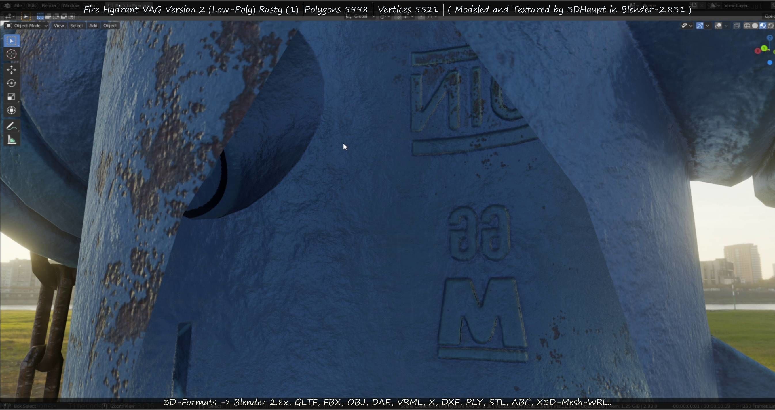 Blue Fire Hydrant VAG - Version 2 - Rusty 1 Low-poly 3D model_62