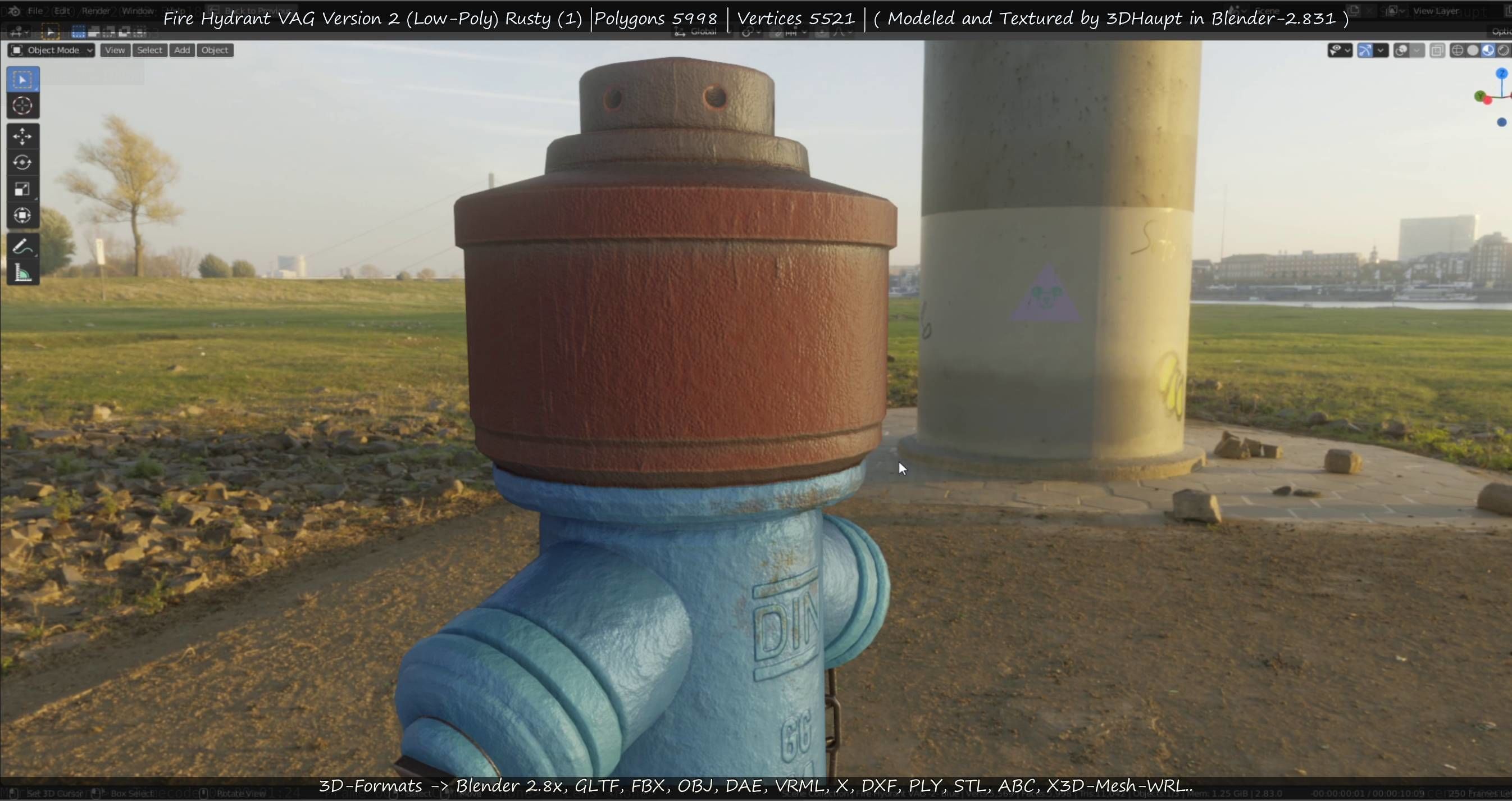  Blue Fire Hydrant VAG - Version 2 - Rusty 1 Low-poly 3D model_57
