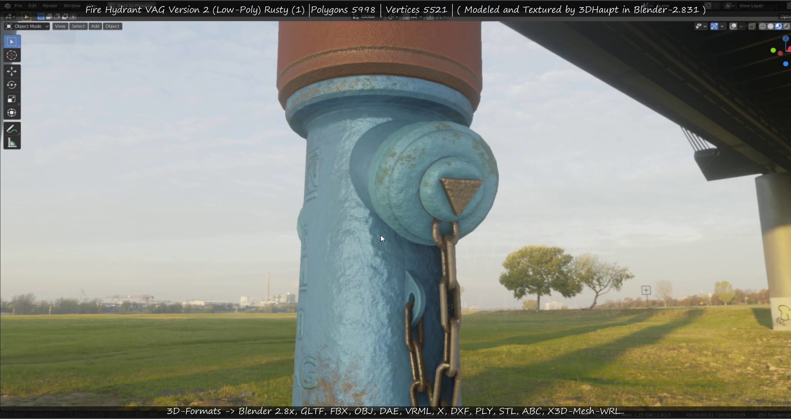  Blue Fire Hydrant VAG - Version 2 - Rusty 1 Low-poly 3D model_74