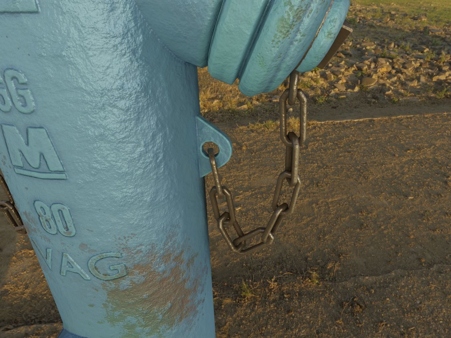  Blue Fire Hydrant VAG - Version 2 - Rusty 1 Low-poly 3D model_5