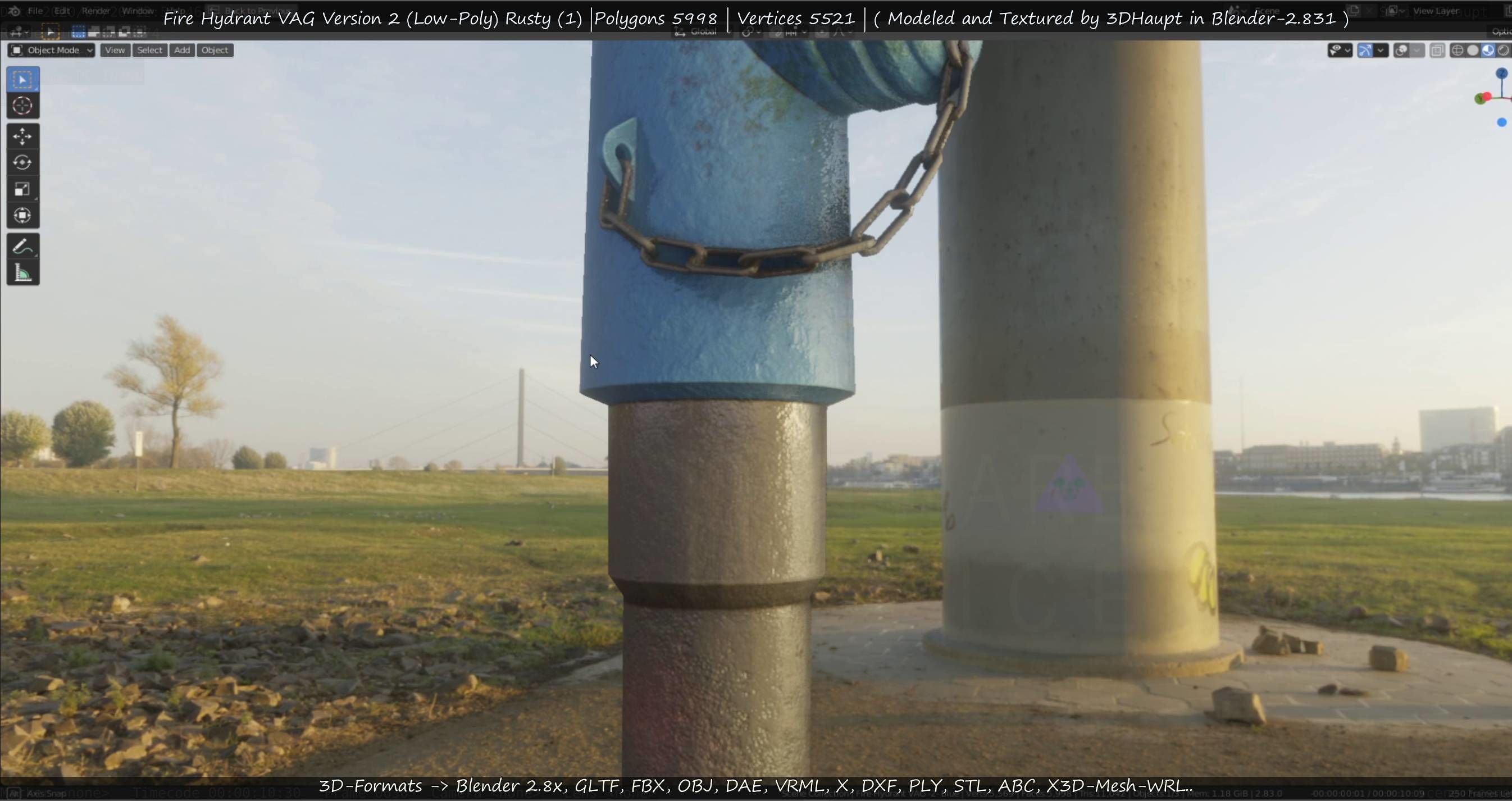  Blue Fire Hydrant VAG - Version 2 - Rusty 1 Low-poly 3D model_87