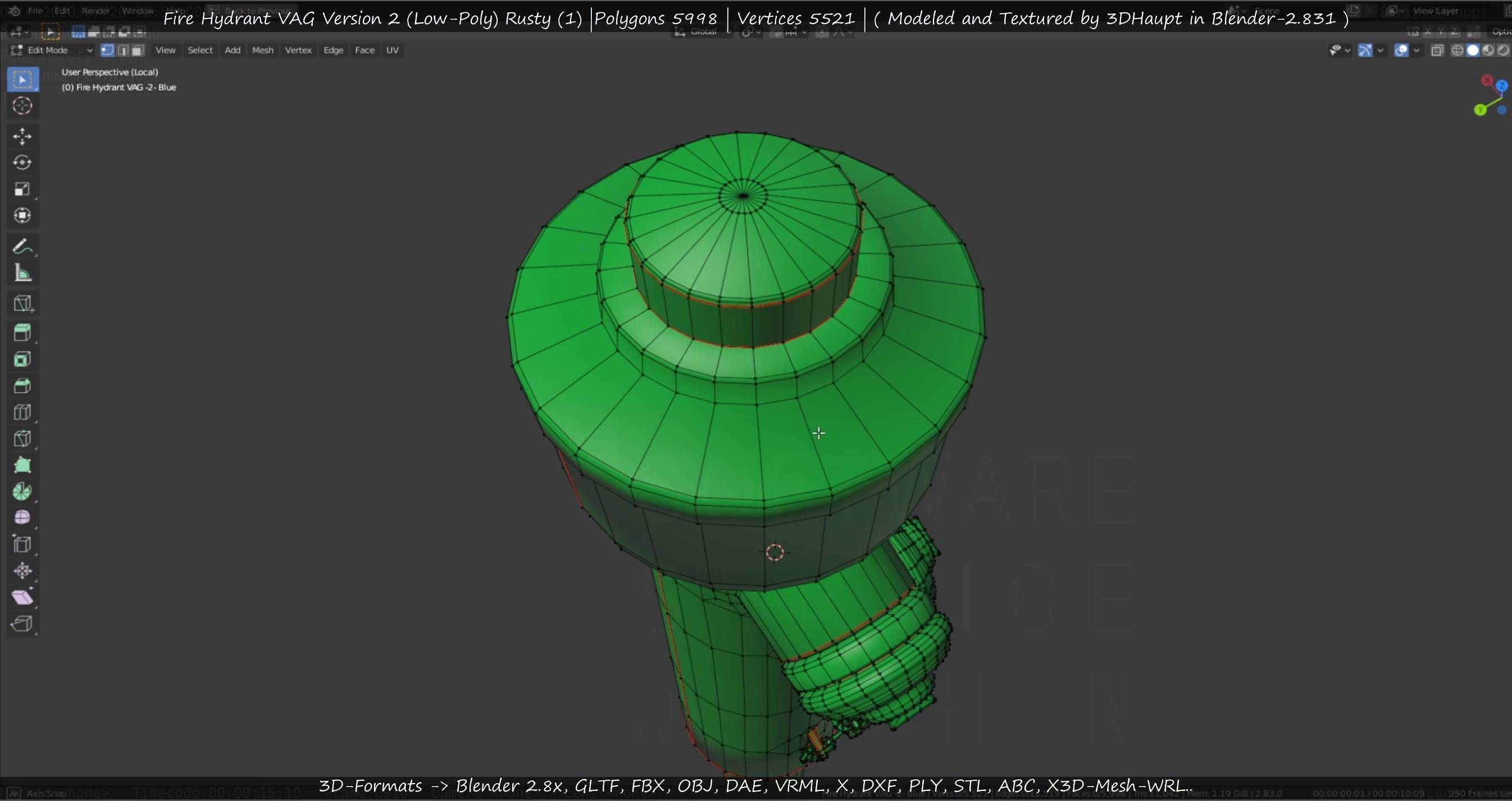  Blue Fire Hydrant VAG - Version 2 - Rusty 1 Low-poly 3D model_105