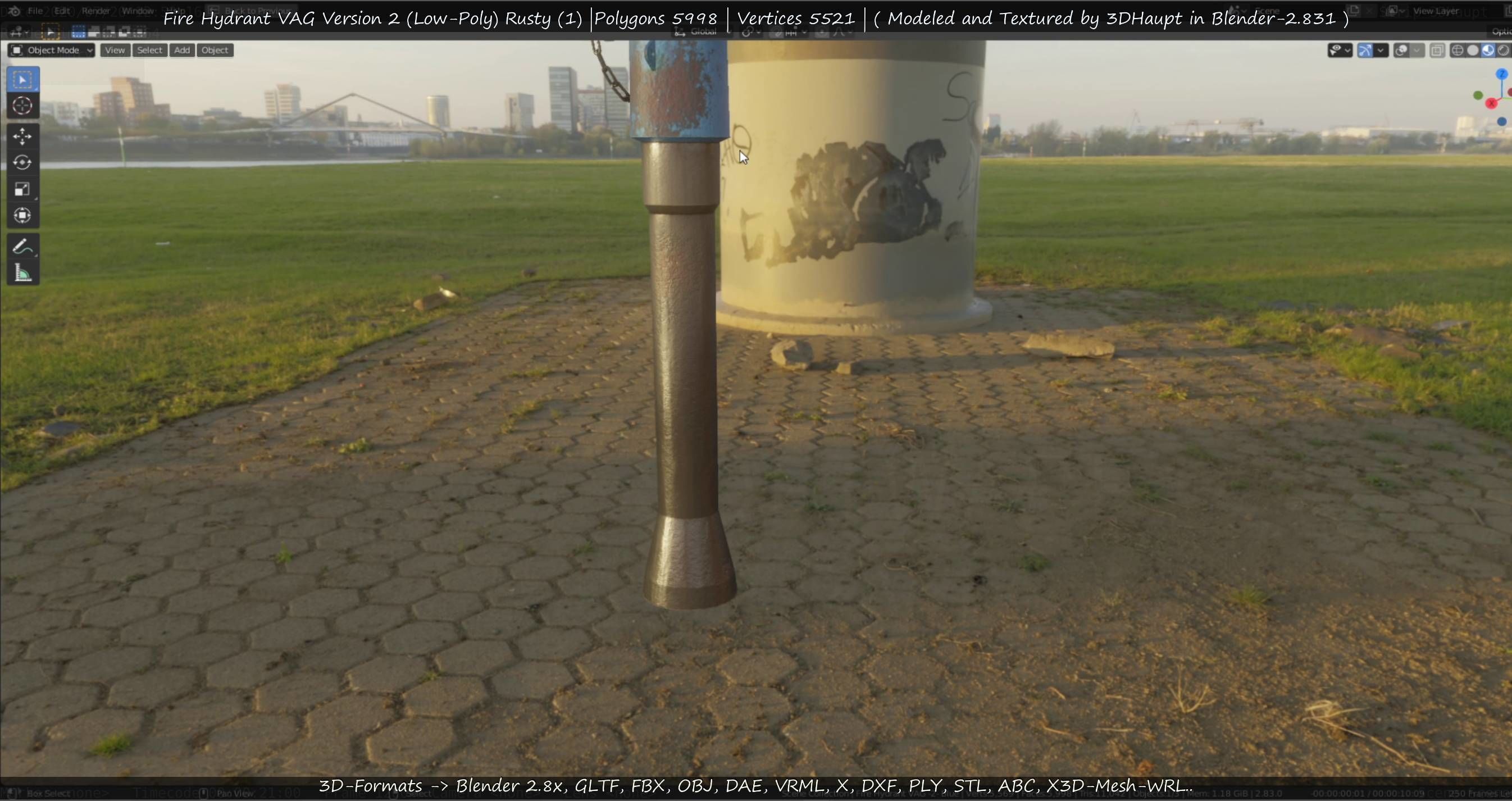  Blue Fire Hydrant VAG - Version 2 - Rusty 1 Low-poly 3D model_122